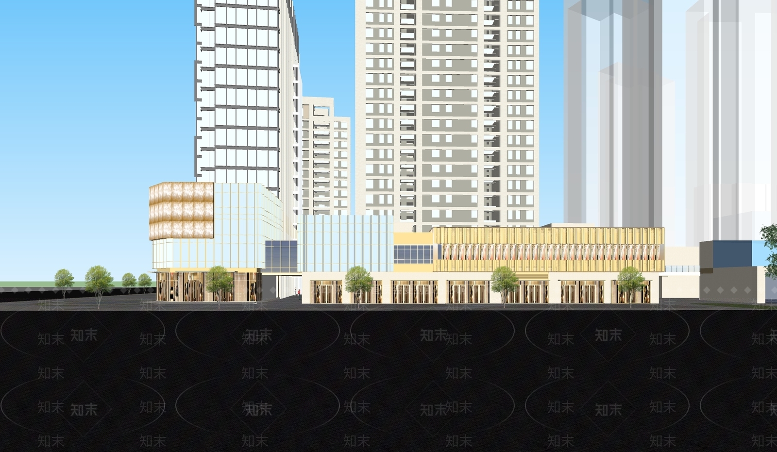 现代商业街SU模型下载【ID:1199074507】