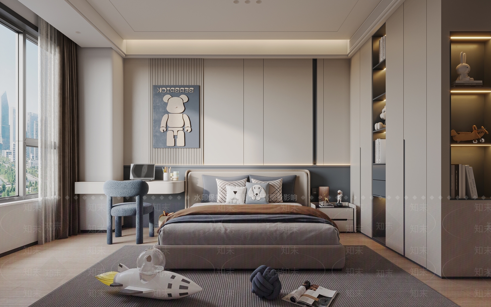 现代简约男孩房3D模型下载【ID:1199074508】