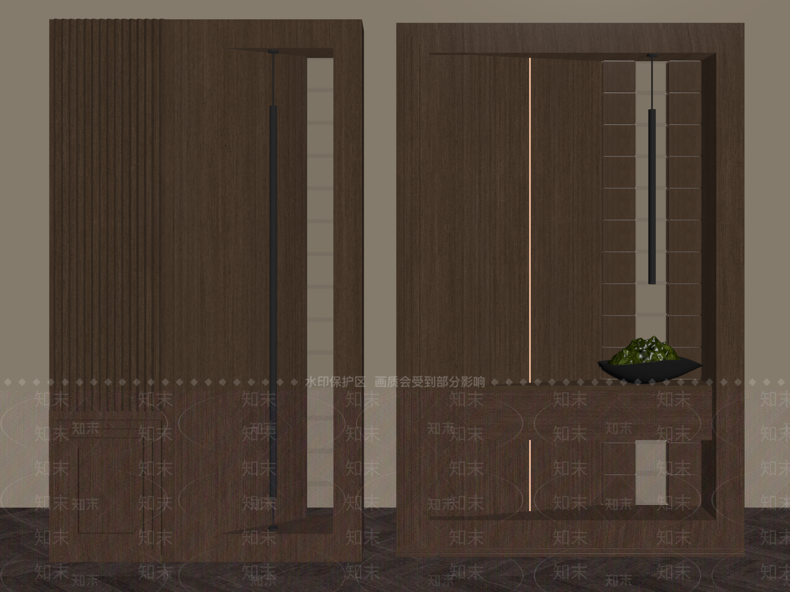 侘寂美式玄关柜SU模型下载【ID:1199076169】