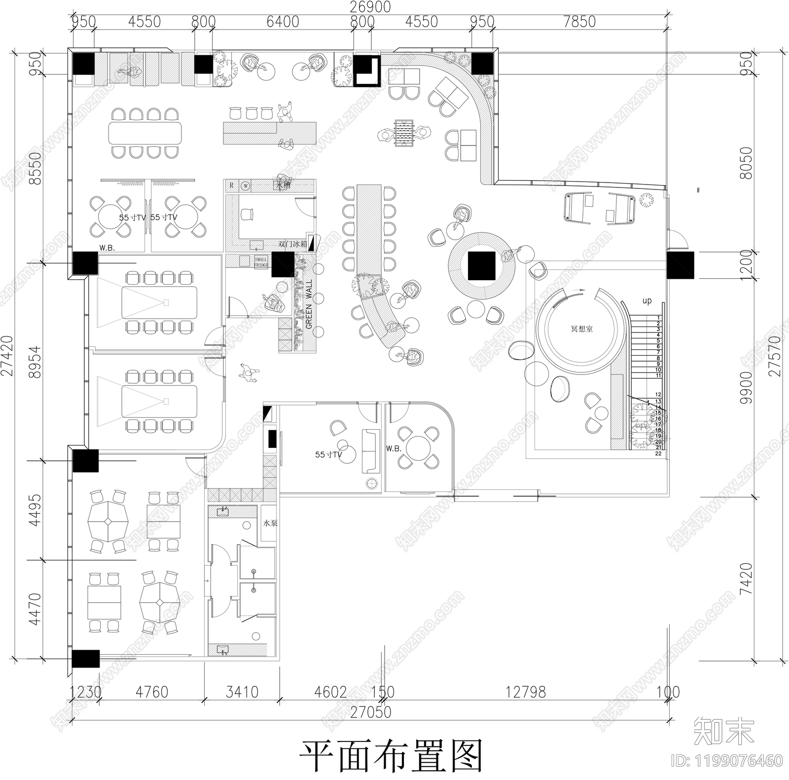 现代整体办公空间cad施工图下载【ID:1199076460】