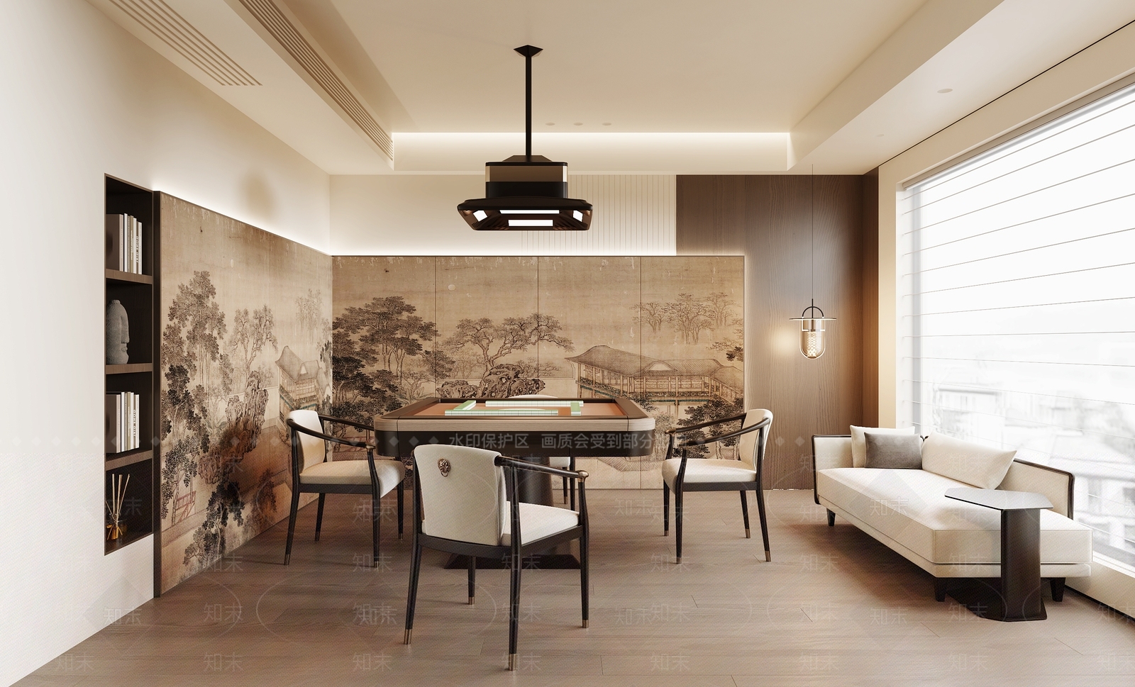 新中式棋牌室3D模型下载【ID:1199076707】