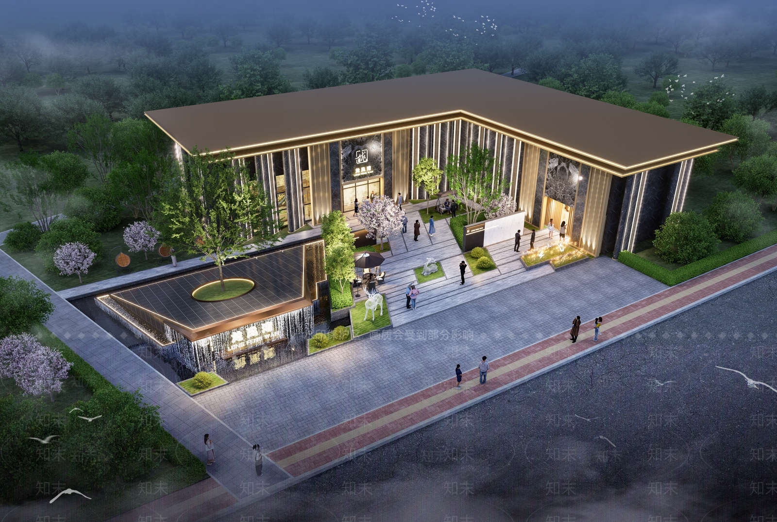 现代新中式售楼处建筑SU模型下载【ID:1199085616】