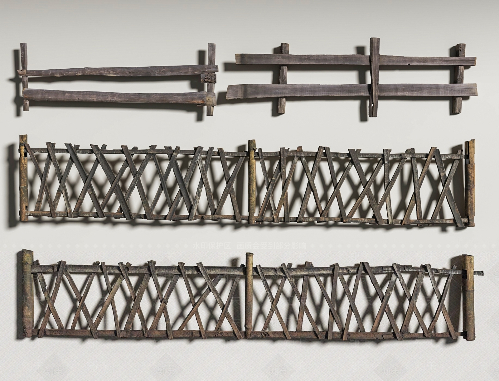 侘寂景观围栏3D模型下载【ID:1199100543】