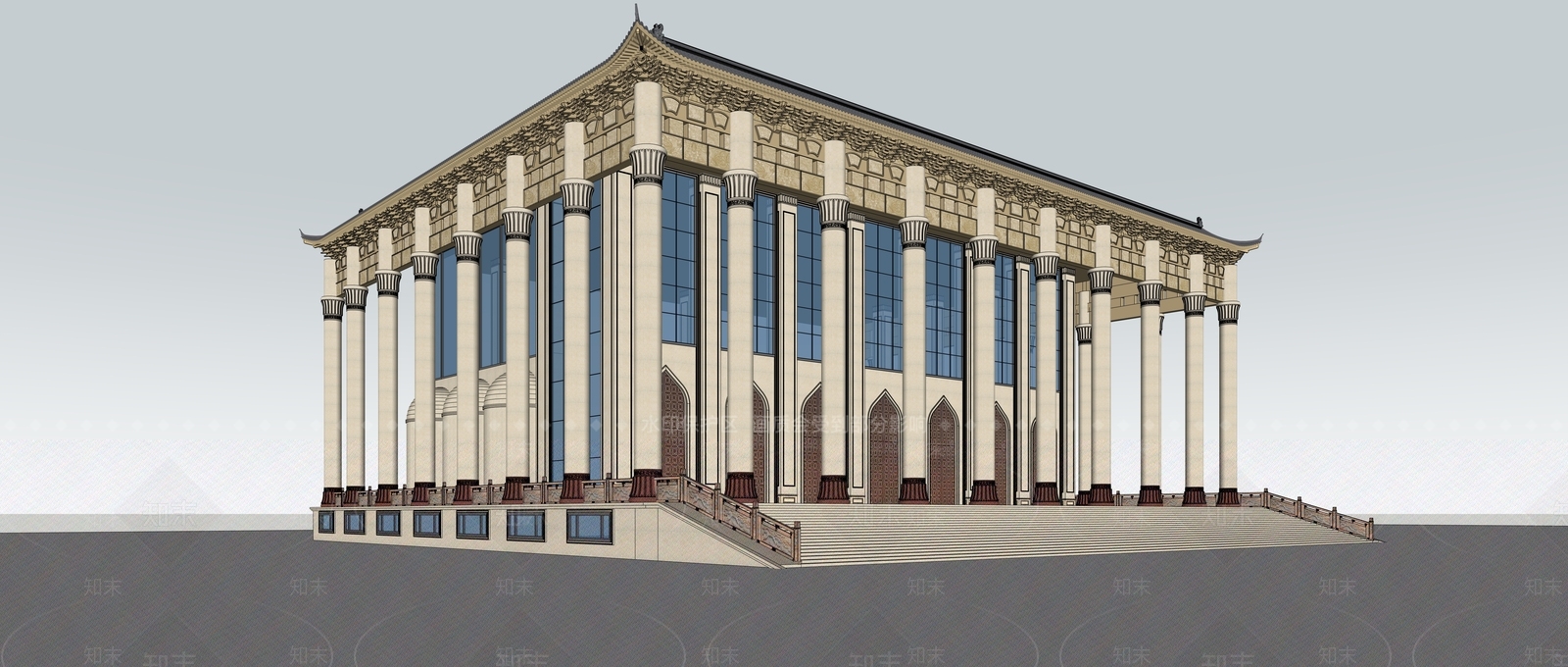 现代寺庙建筑SU模型下载【ID:1199105909】