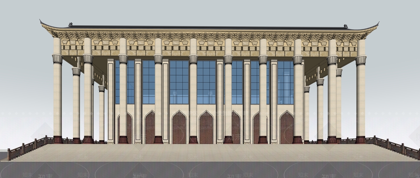 现代寺庙建筑SU模型下载【ID:1199105909】