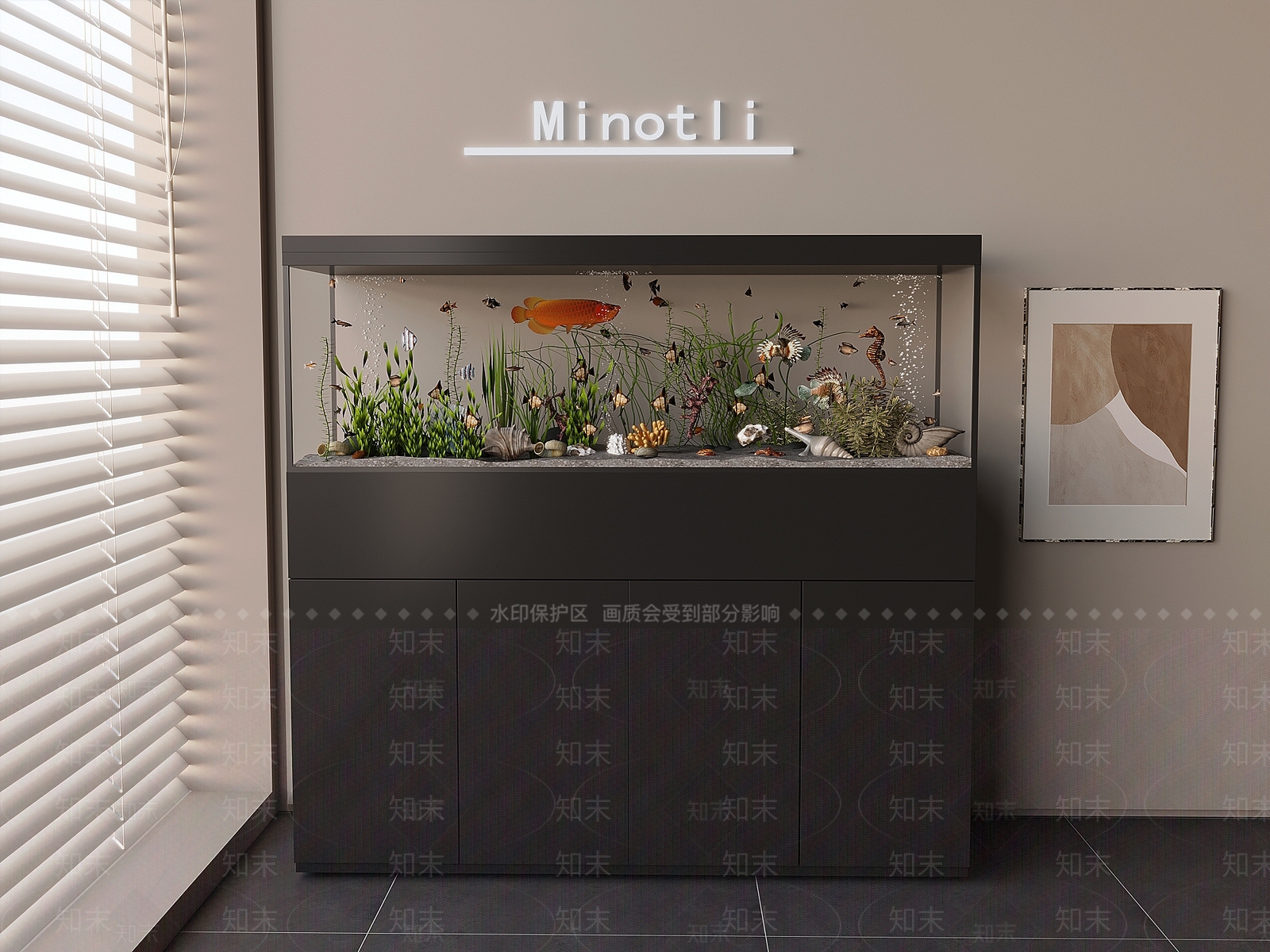 现代鱼缸SU模型下载【ID:1199106896】