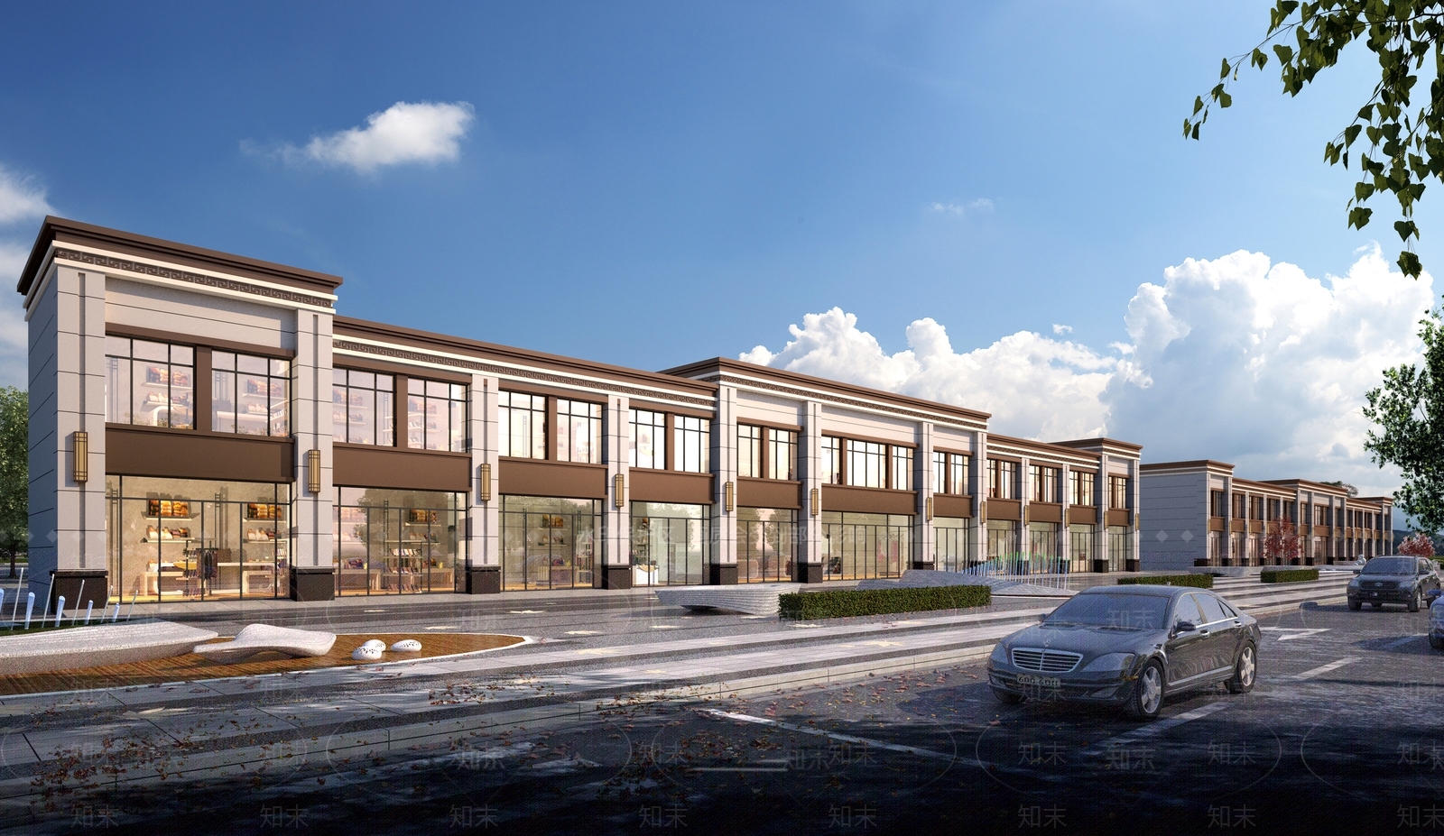 现代中式商业街3D模型下载【ID:1199107233】