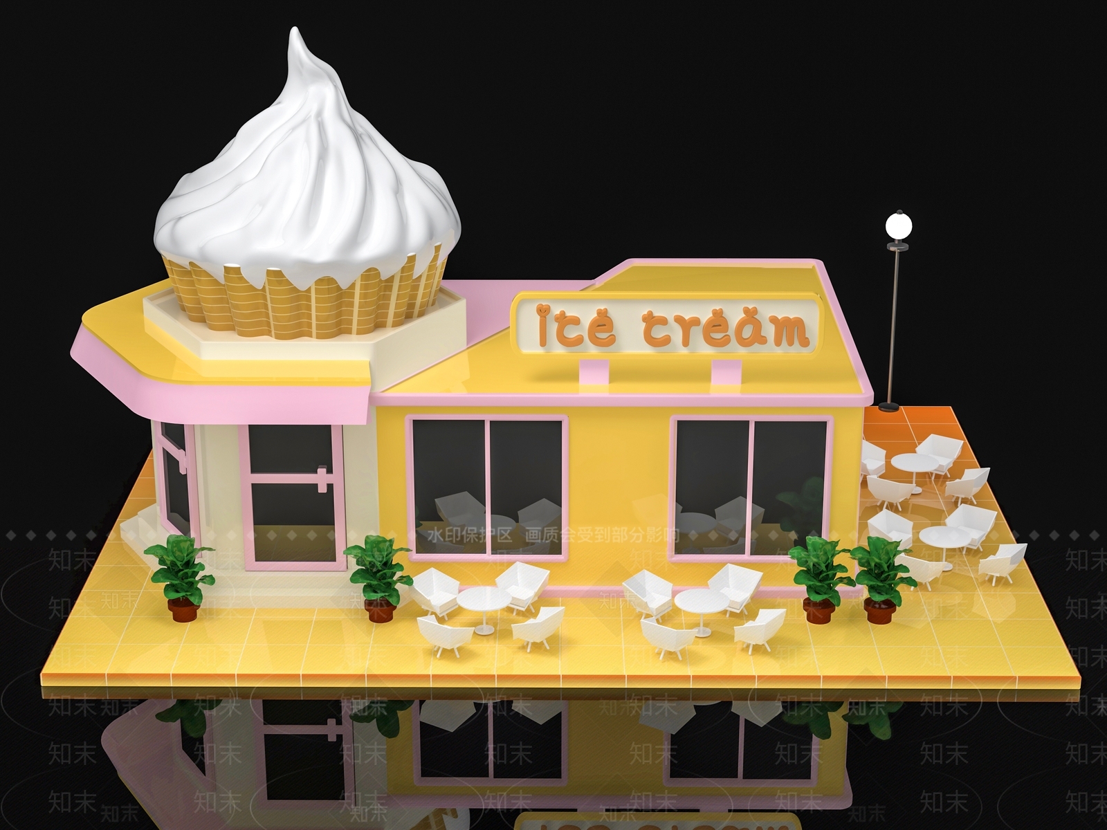 现代甜品面包店3D模型下载【ID:1199131777】