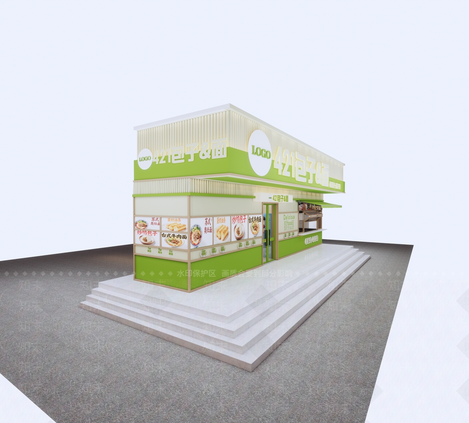 现代快餐店SU模型下载【ID:1199109949】
