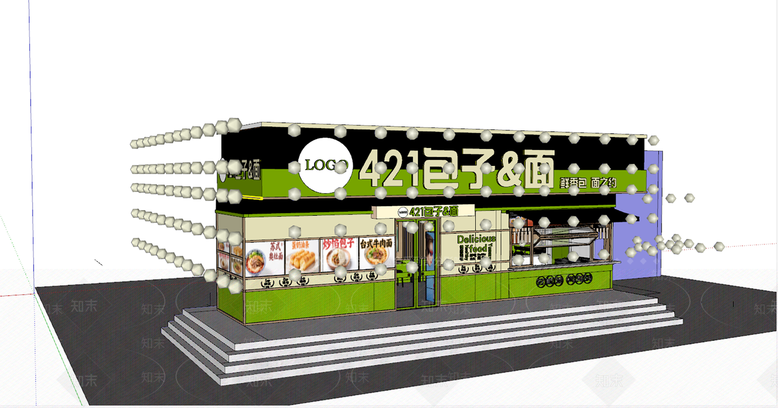 现代快餐店SU模型下载【ID:1199109949】