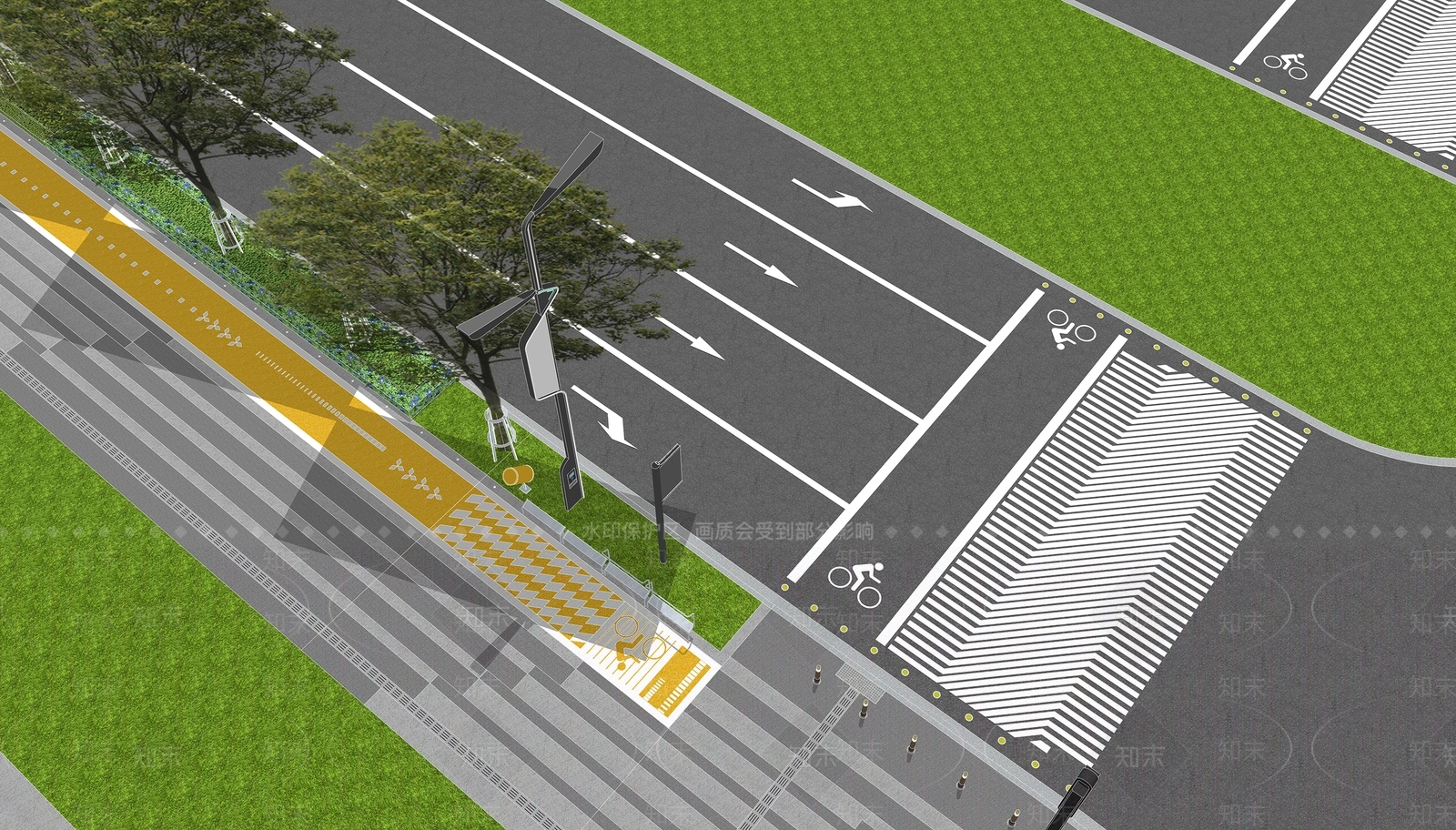 现代人行道路SU模型下载【ID:1199111960】