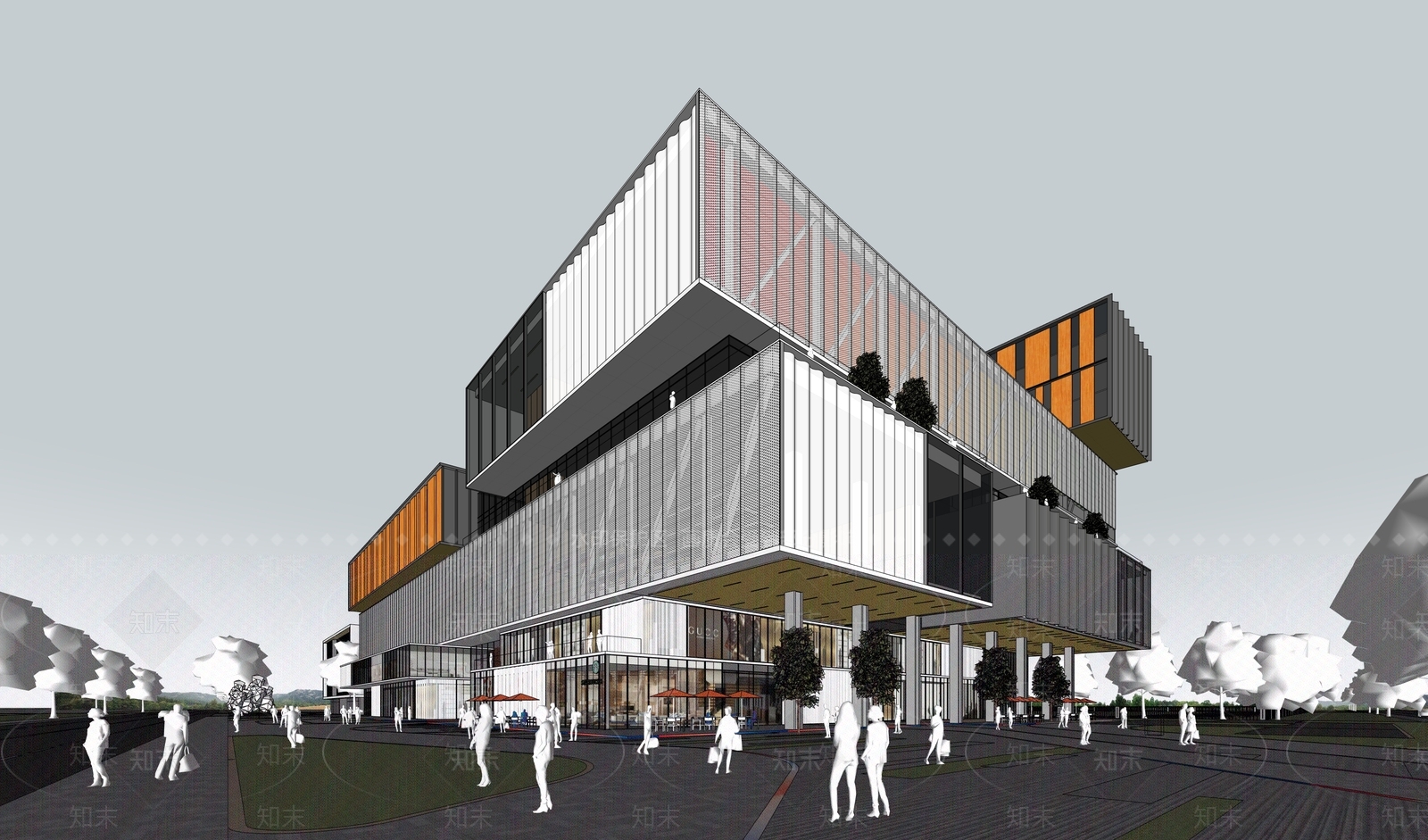 现代图书馆SU模型下载【ID:1199113190】