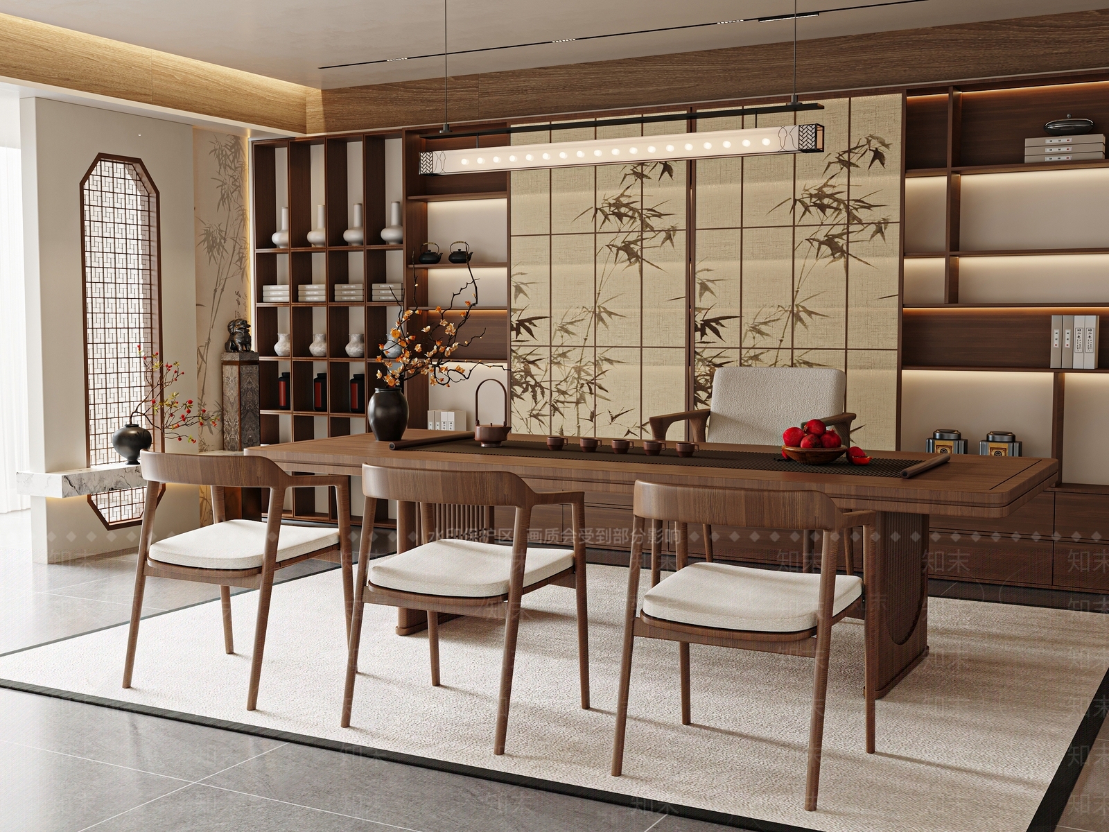 新中式禅意茶室3D模型下载【ID:1199114505】