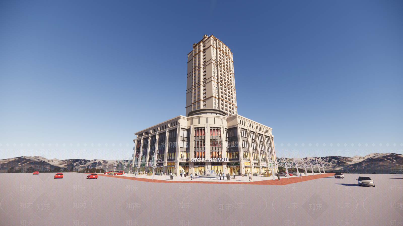 欧式简欧商场建筑SU模型下载【ID:1199115974】