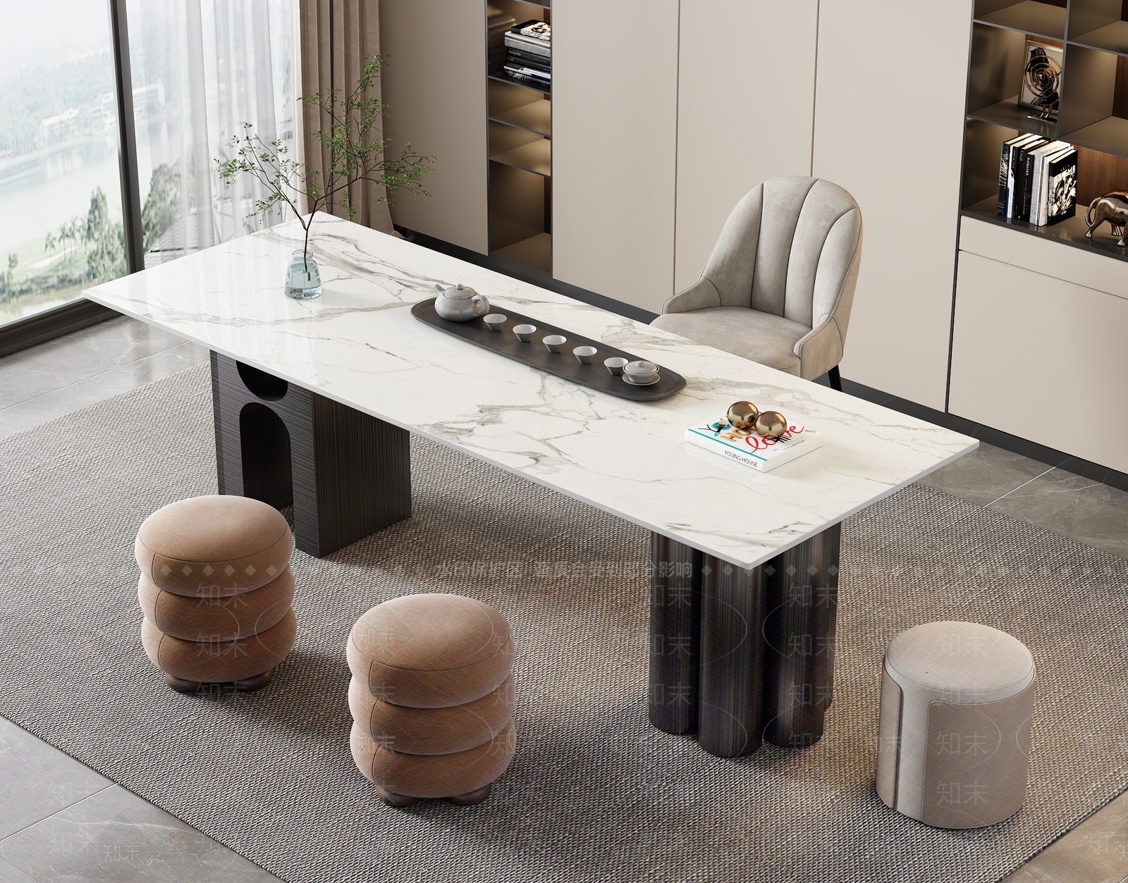 现代茶桌椅3D模型下载【ID:1199116026】