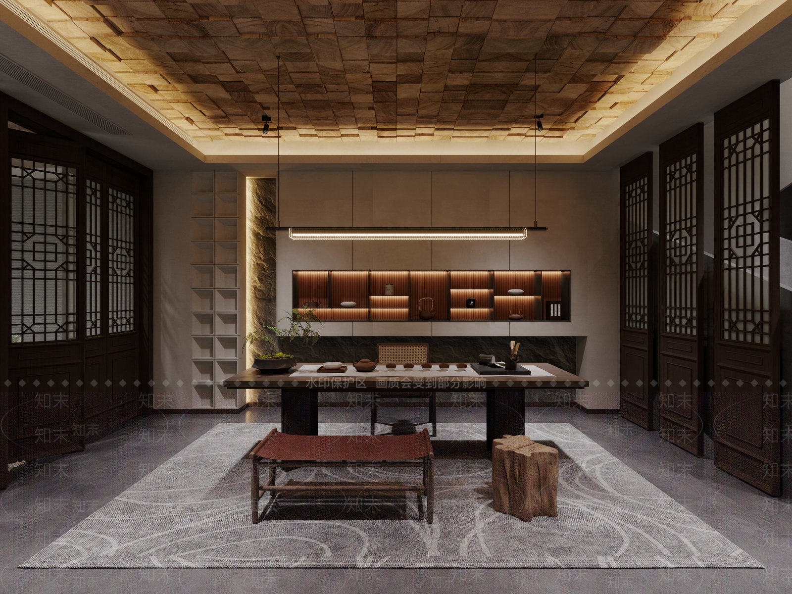 新中式中式茶室3D模型下载【ID:1199120732】