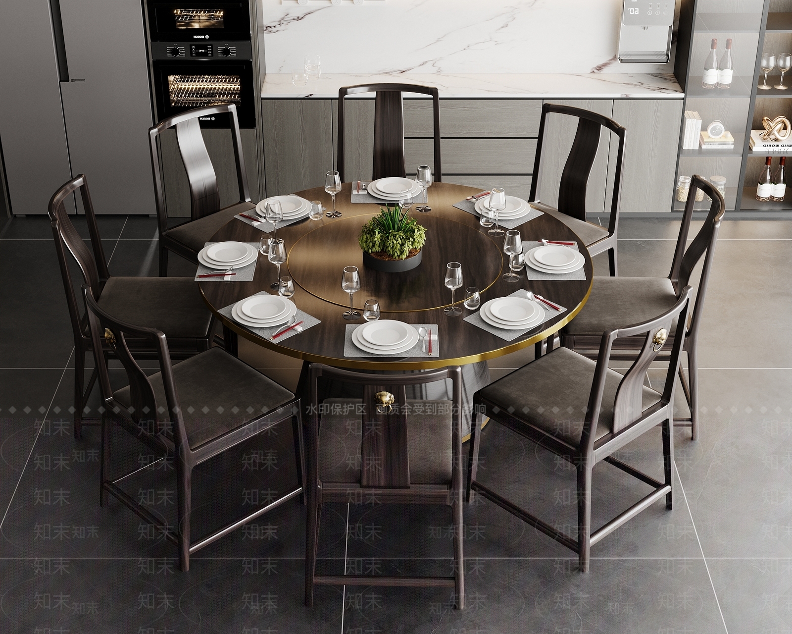 新中式中式餐桌椅3D模型下载【ID:1199122771】