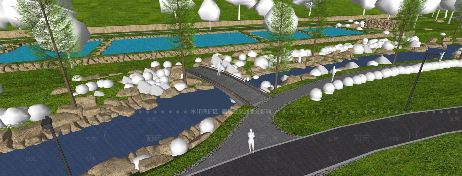 现代滨水景观SU模型下载【ID:1199124090】