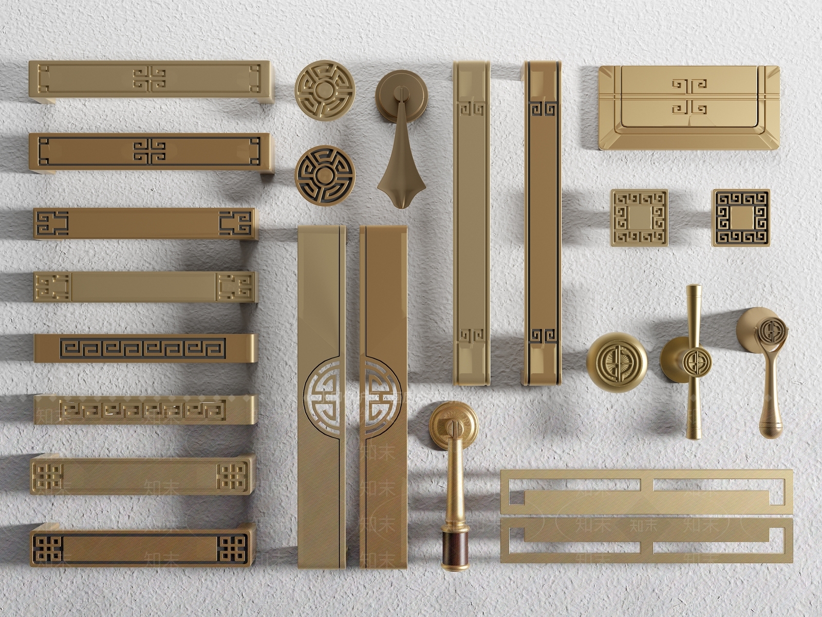 新中式拉手3D模型下载【ID:1199123444】