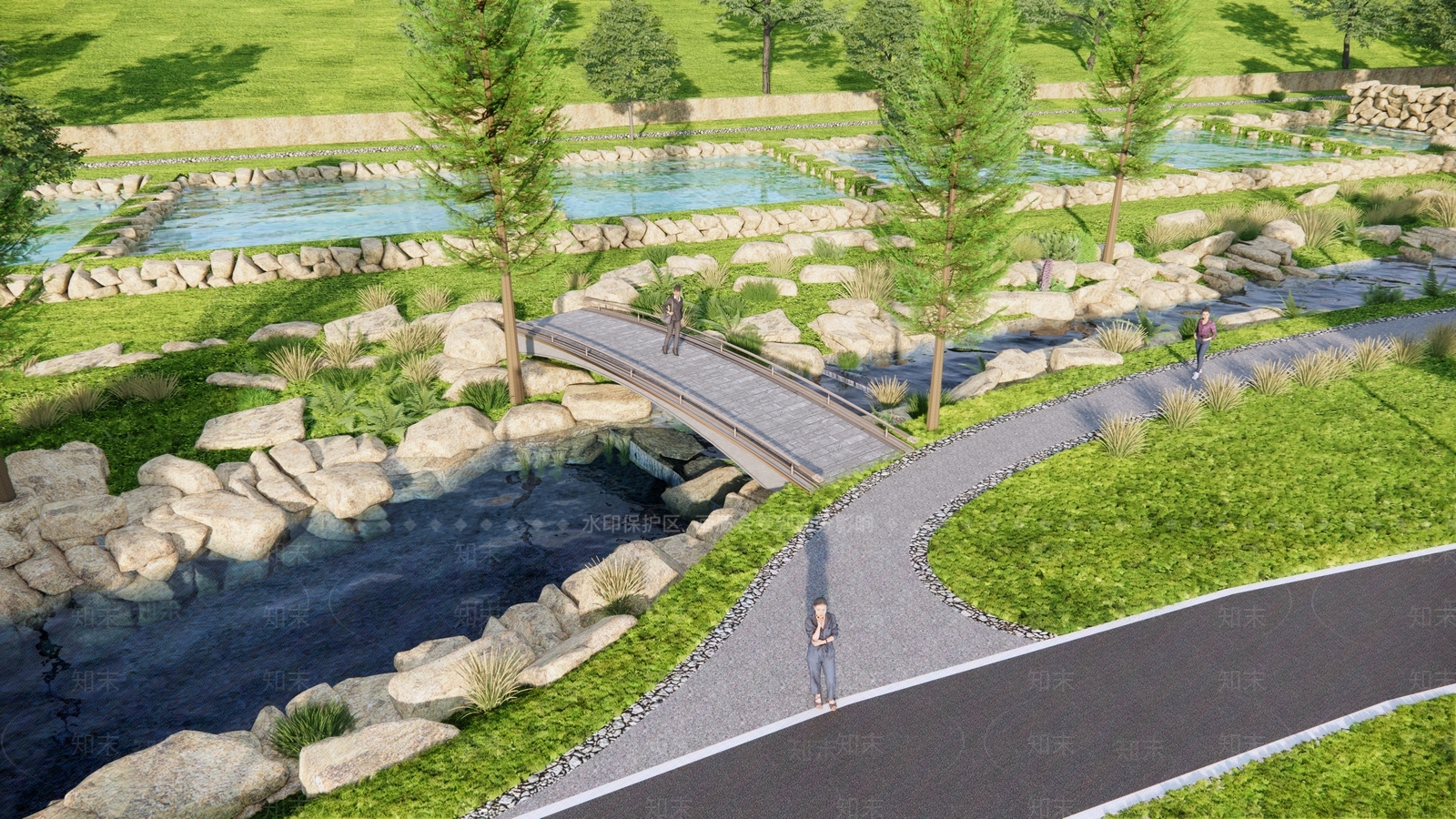 现代滨水景观SU模型下载【ID:1199124090】