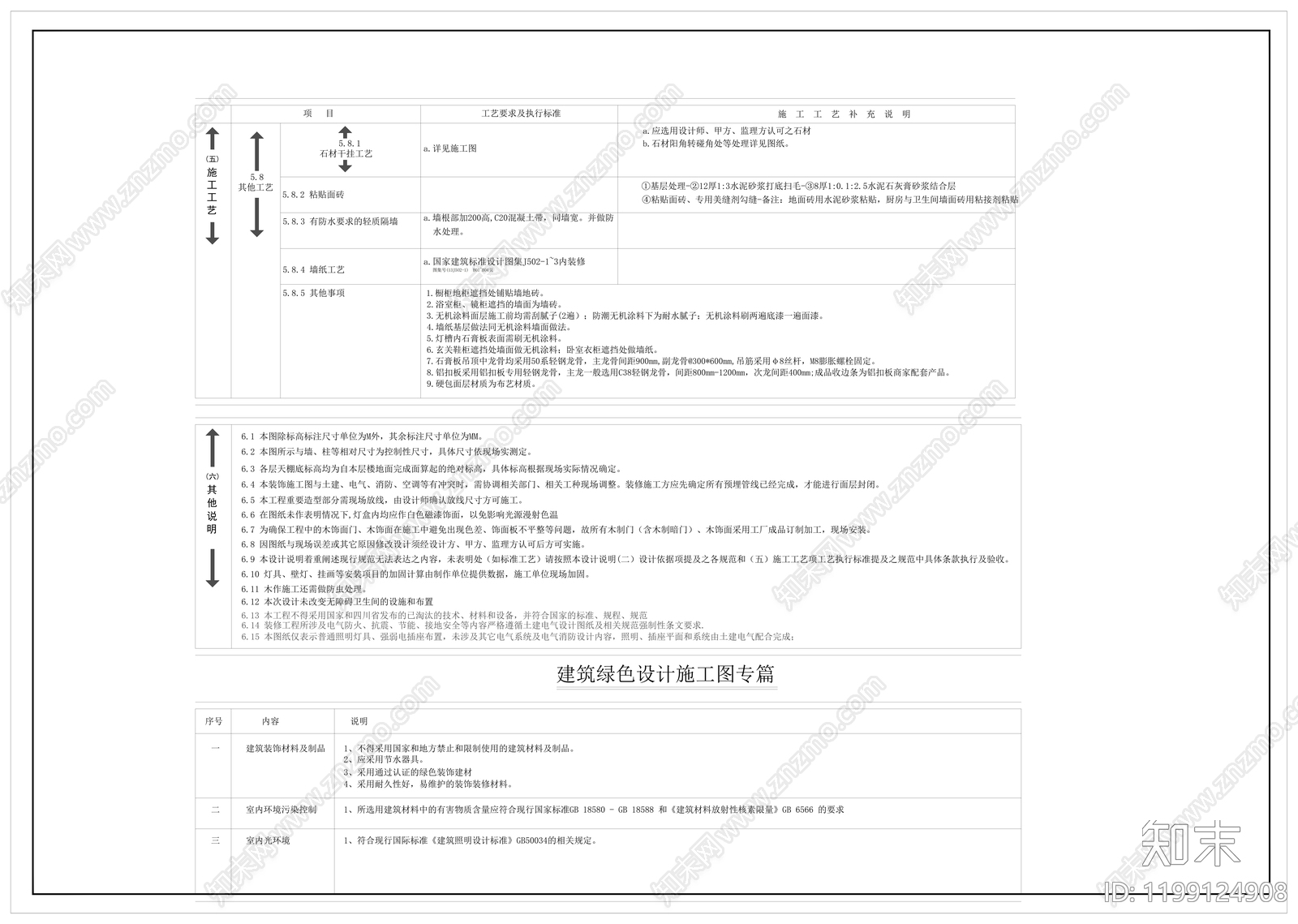 现代新中式设计说明cad施工图下载【ID:1199124908】