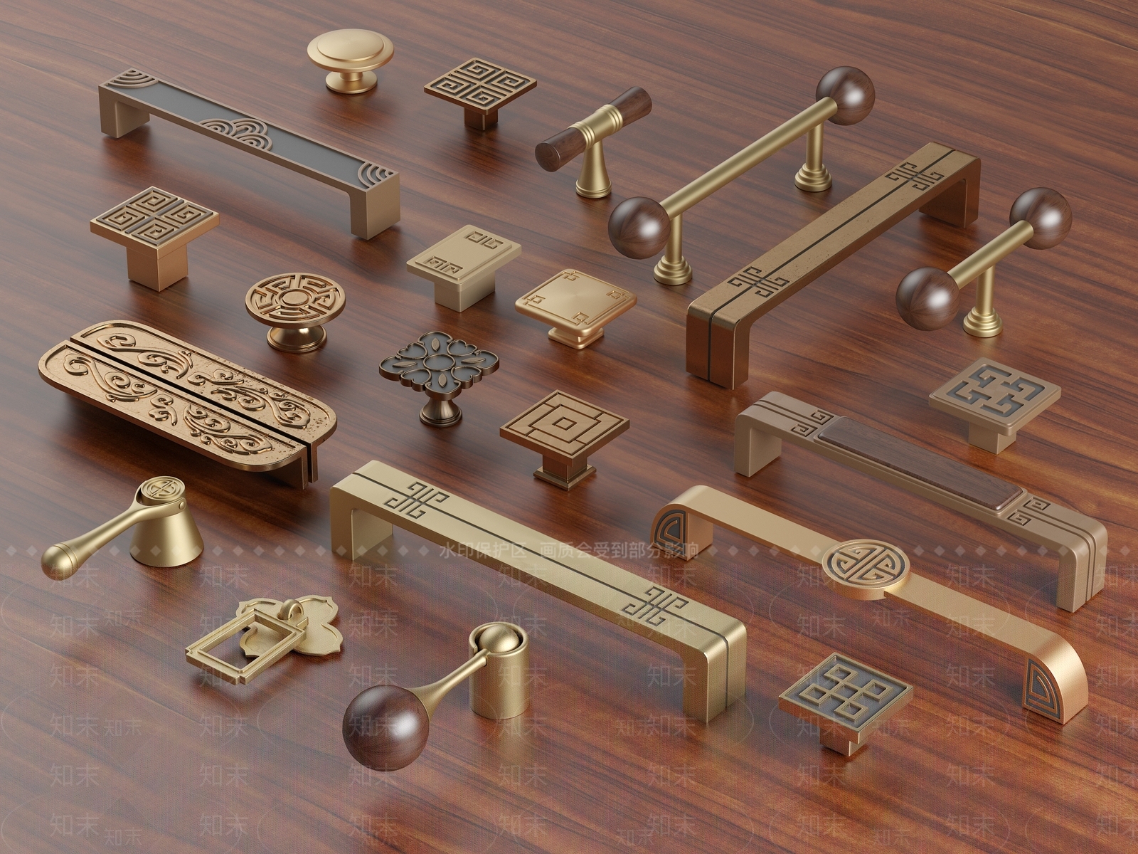 新中式拉手SU模型下载【ID:1199125950】