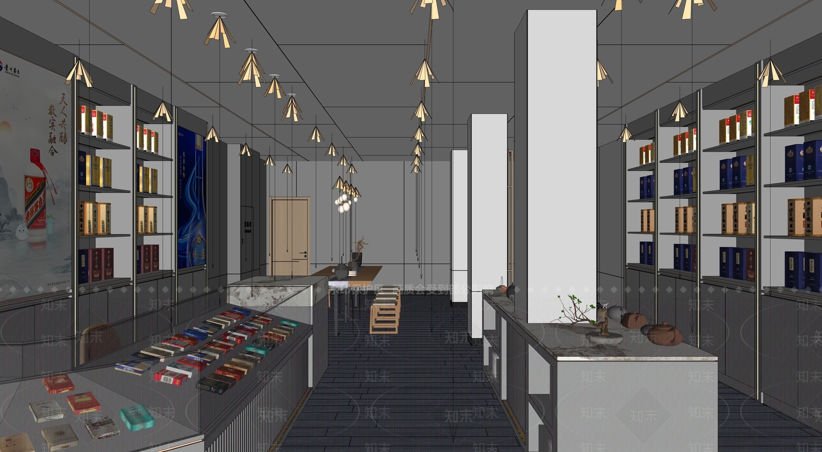 现代烟酒店SU模型下载【ID:1199126939】