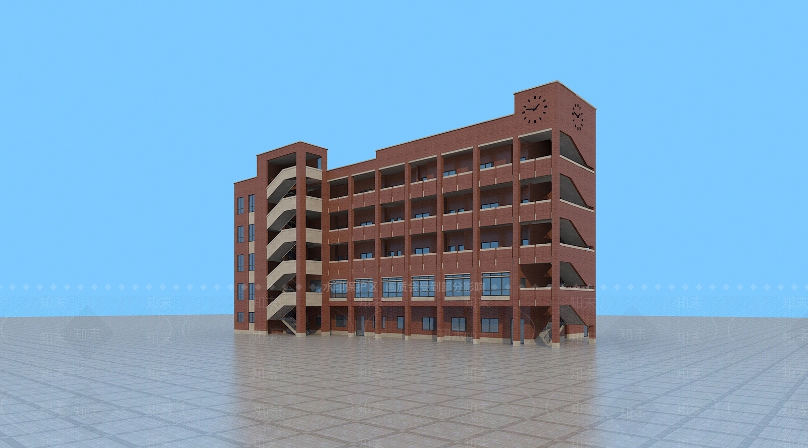 现代学校外观3D模型下载【ID:1199132231】