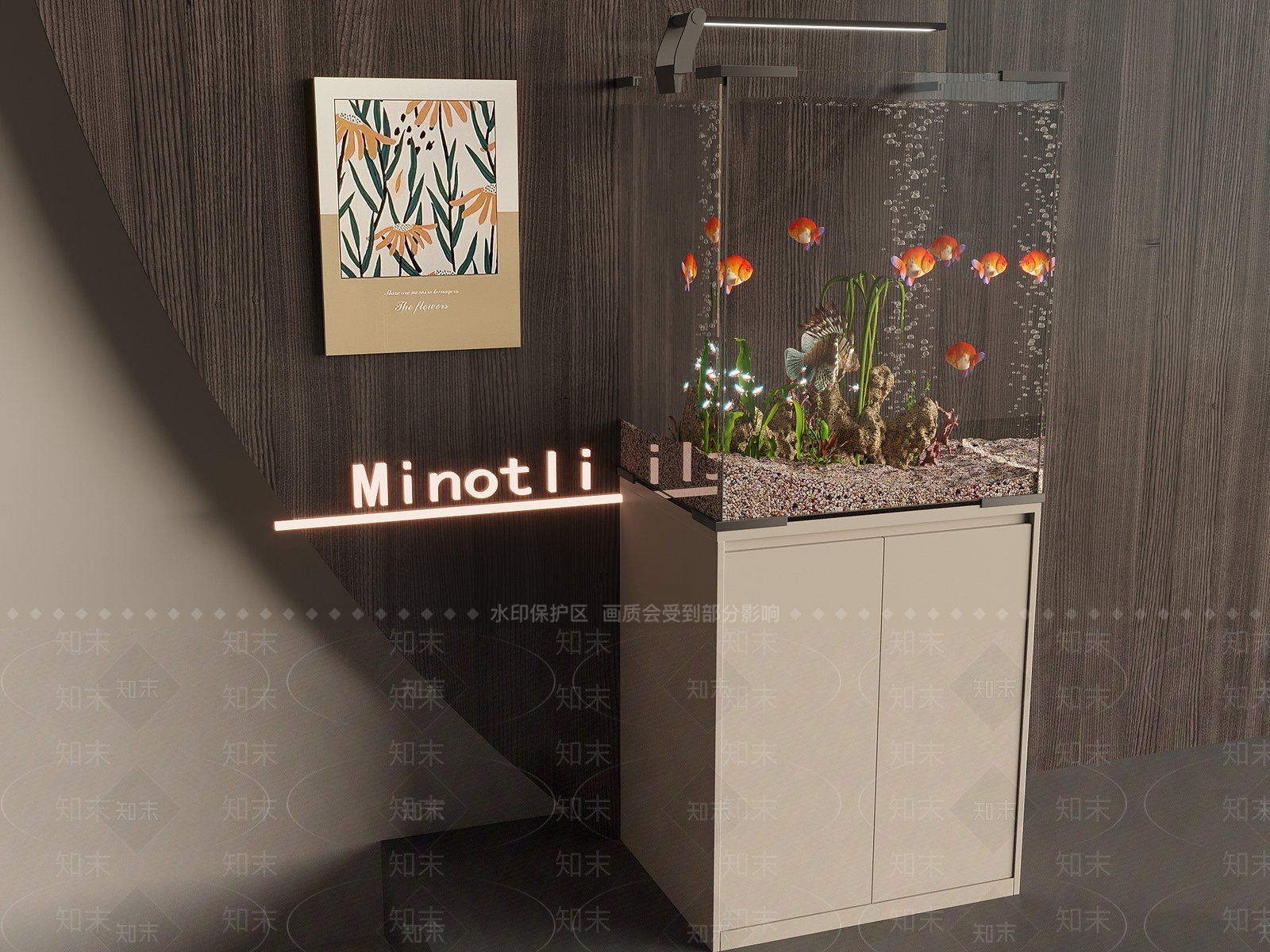 现代鱼缸3D模型下载【ID:1199133577】