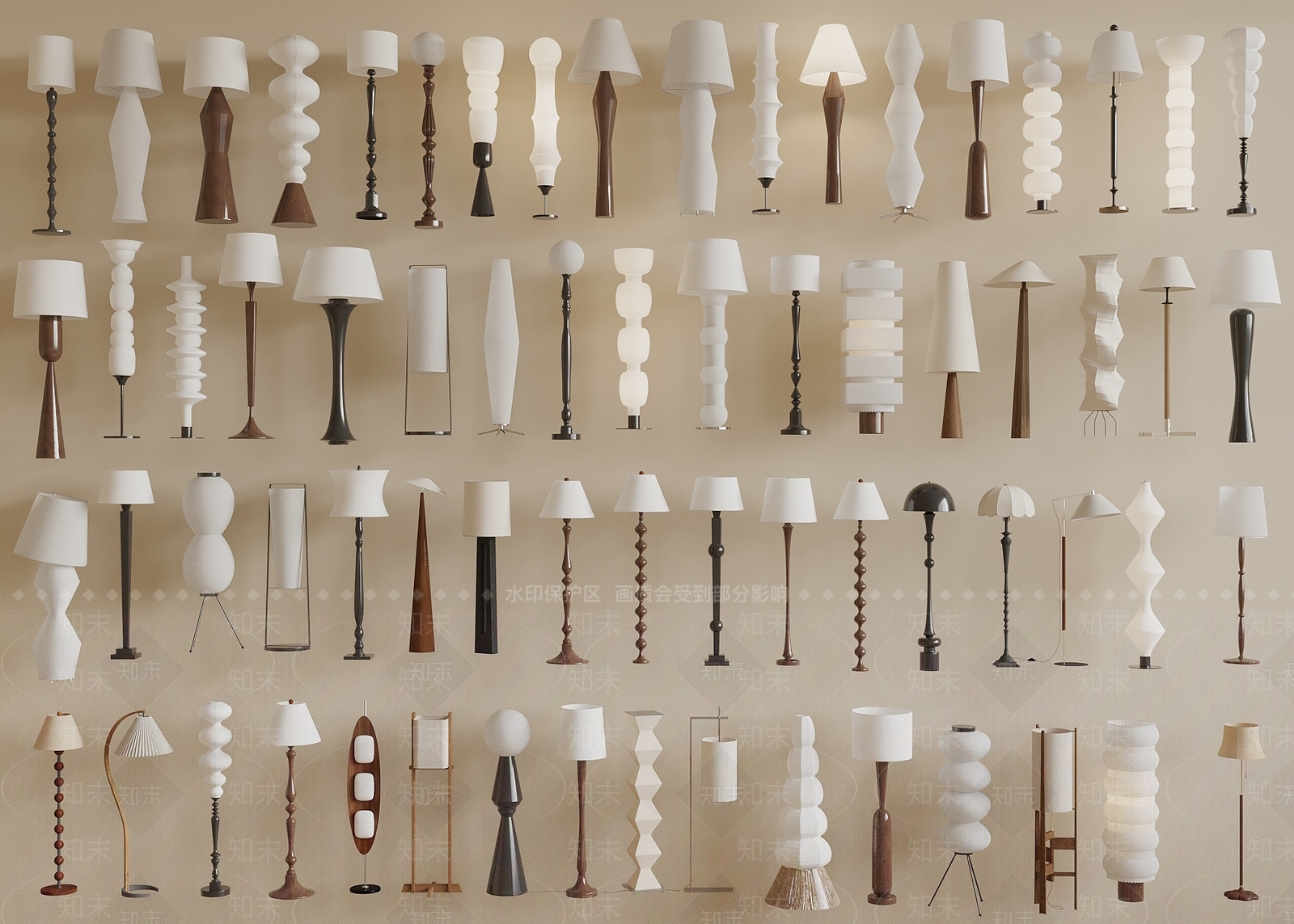 中古侘寂落地灯SU模型下载【ID:1199134317】