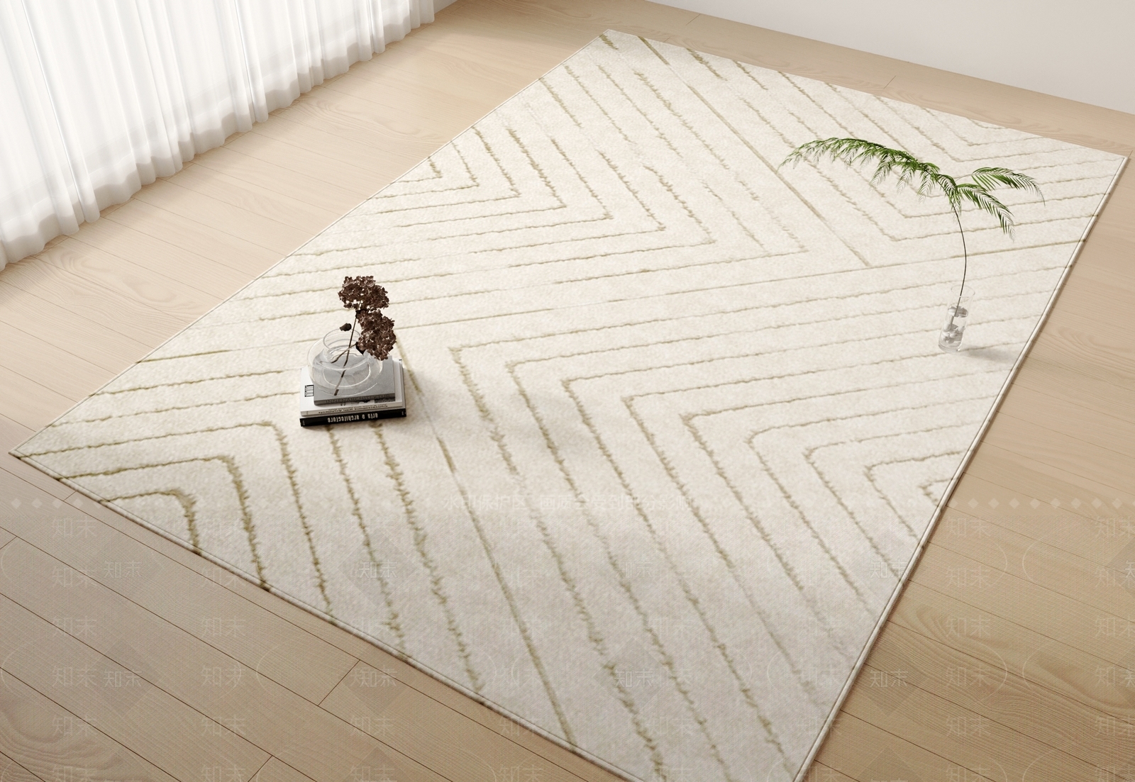 现代奶油地毯3D模型下载【ID:1199138001】