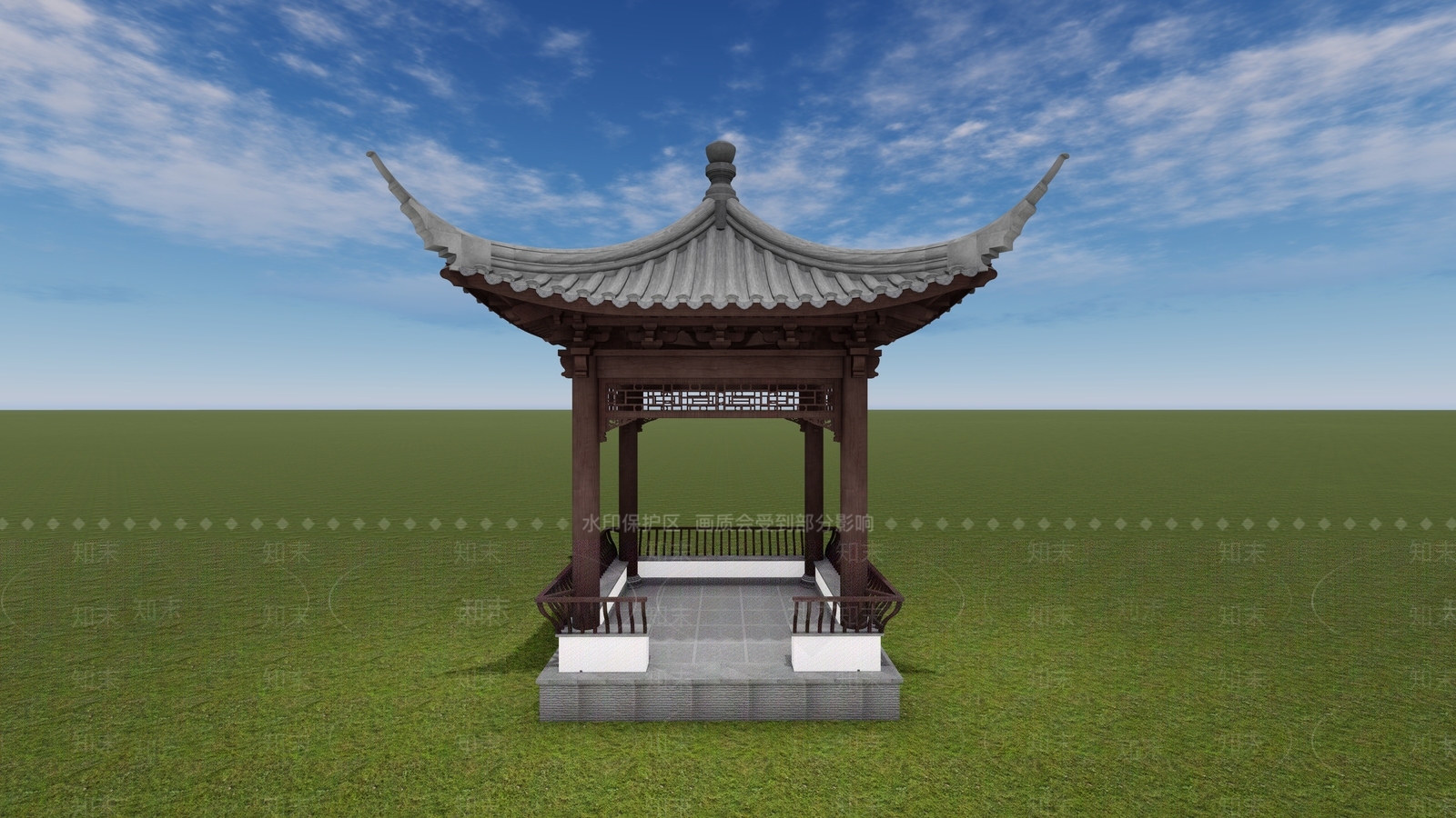 中式古建筑SU模型下载【ID:1199138413】