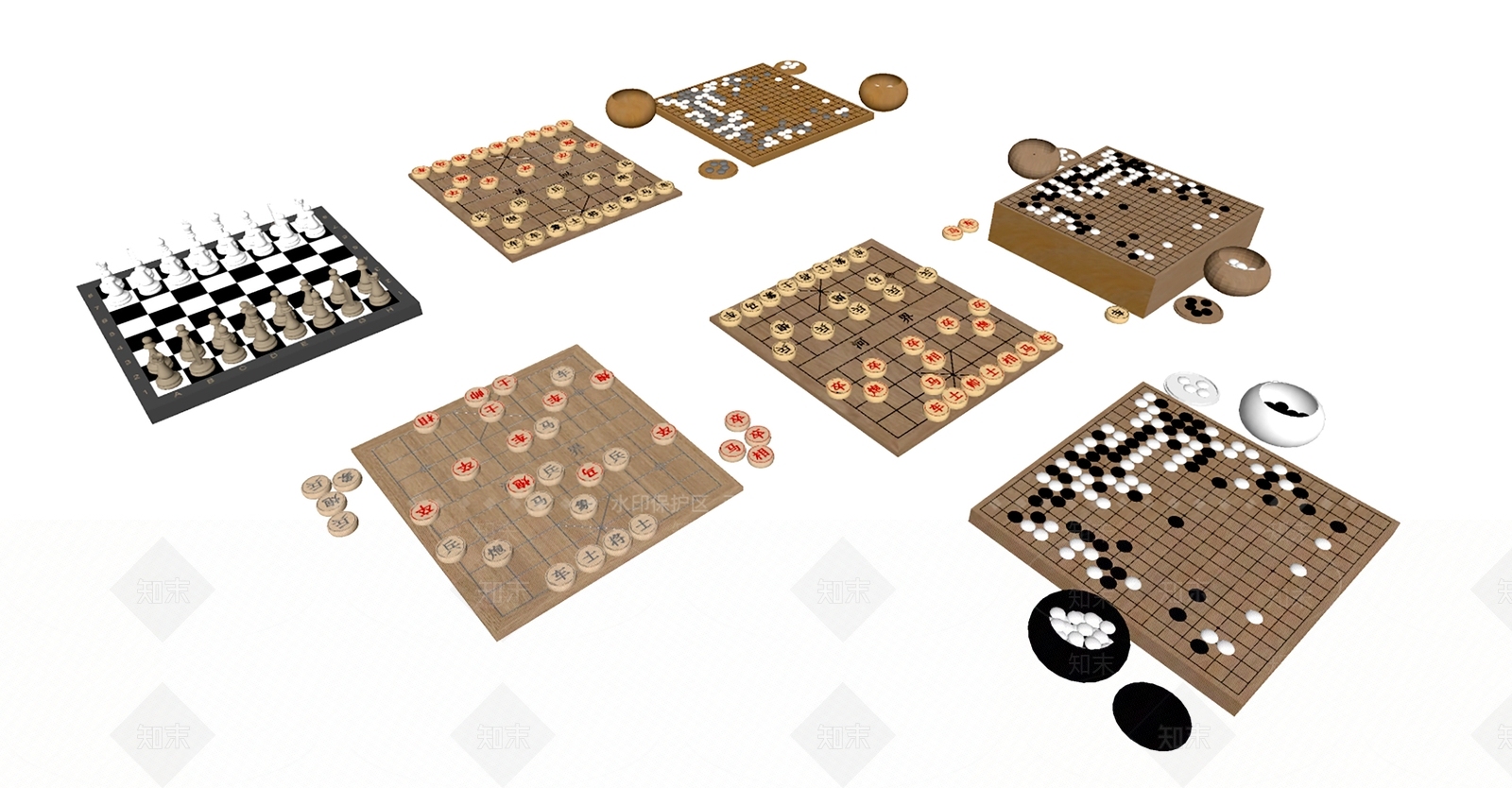 现代棋牌室SU模型下载【ID:1199139405】