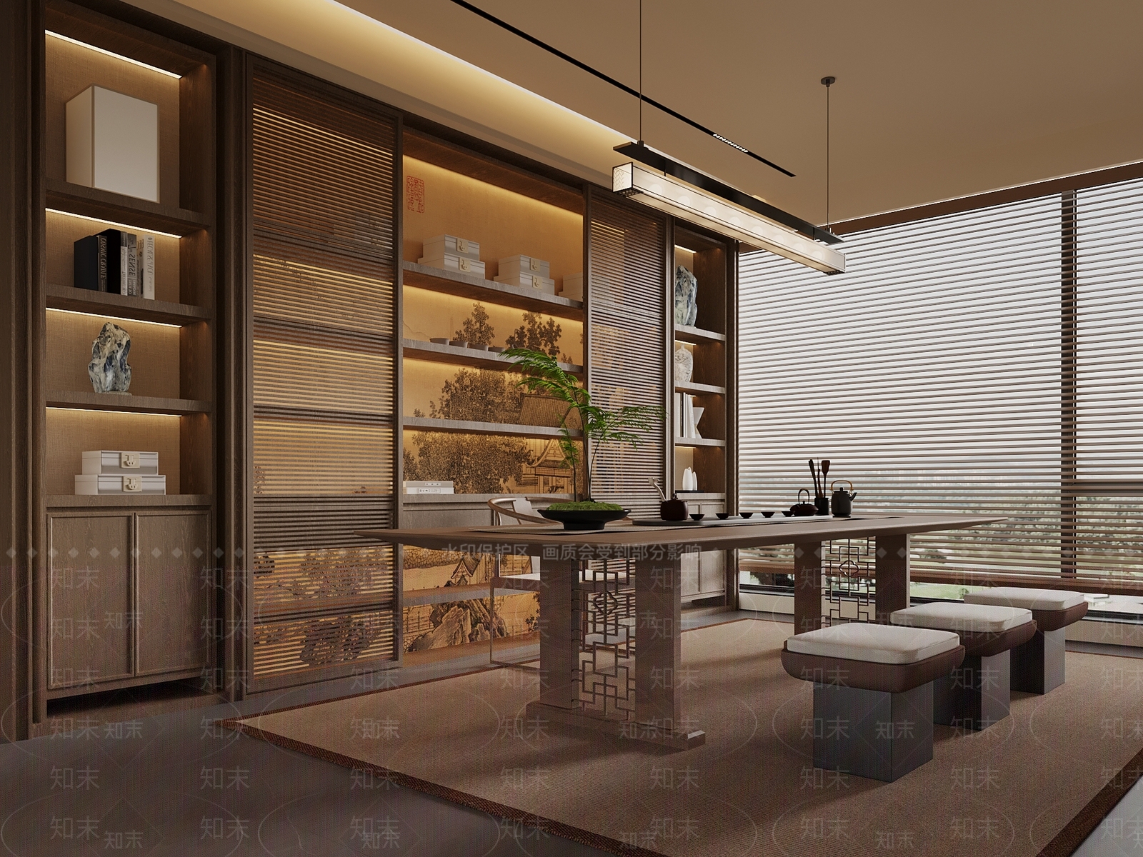 新中式茶室SU模型下载【ID:1199140055】