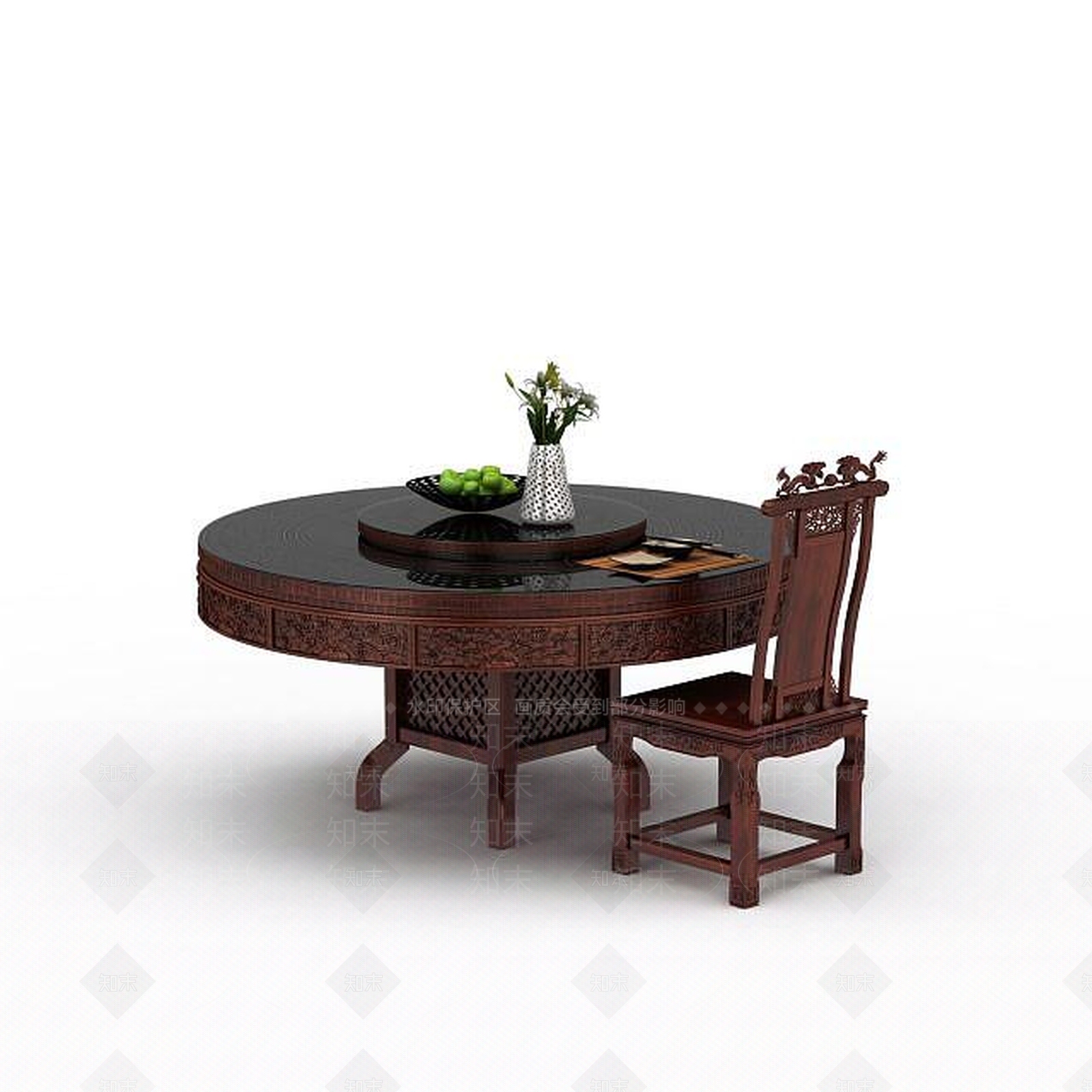 现代圆形桌椅3D模型下载【ID:1199140301】