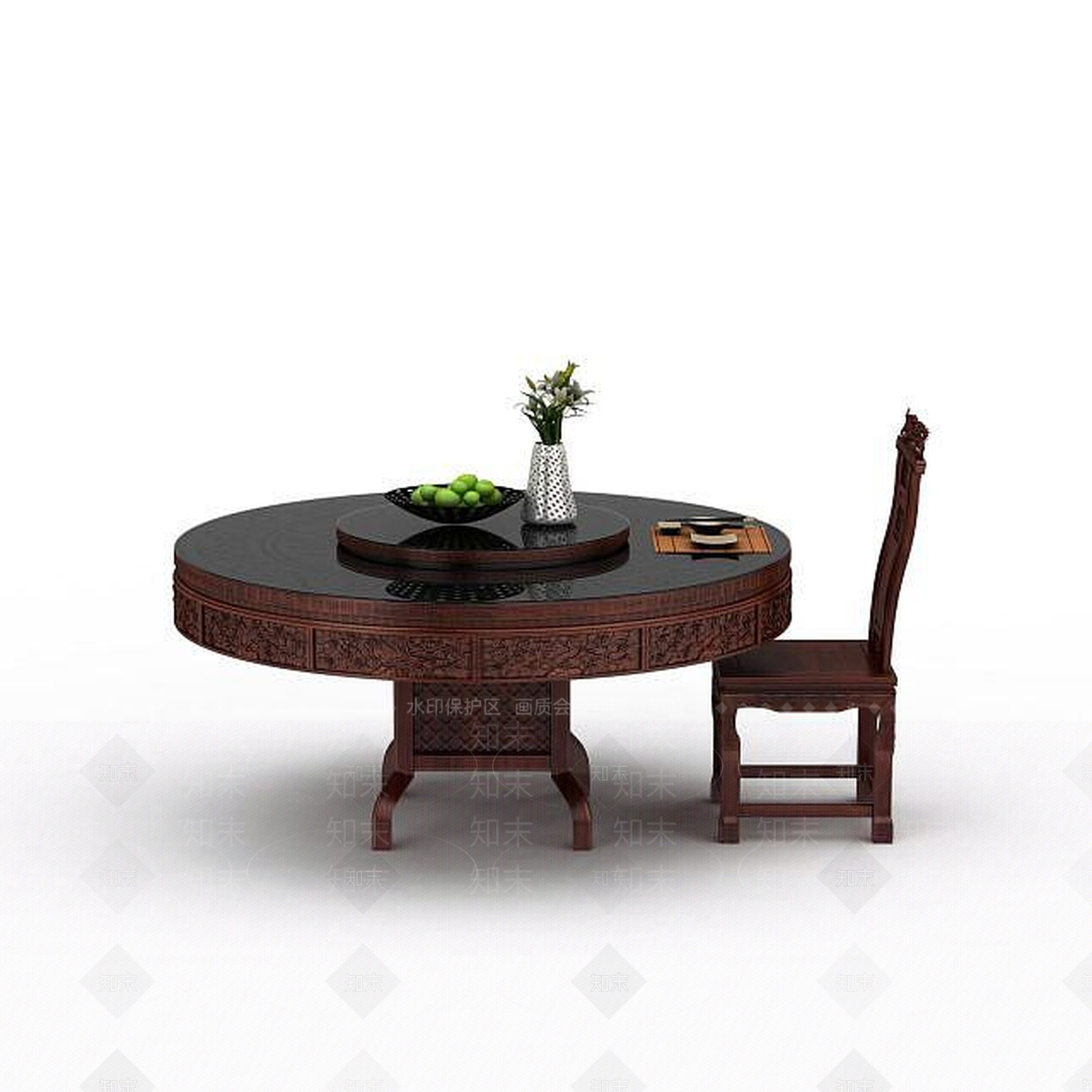 现代圆形桌椅3D模型下载【ID:1199140301】