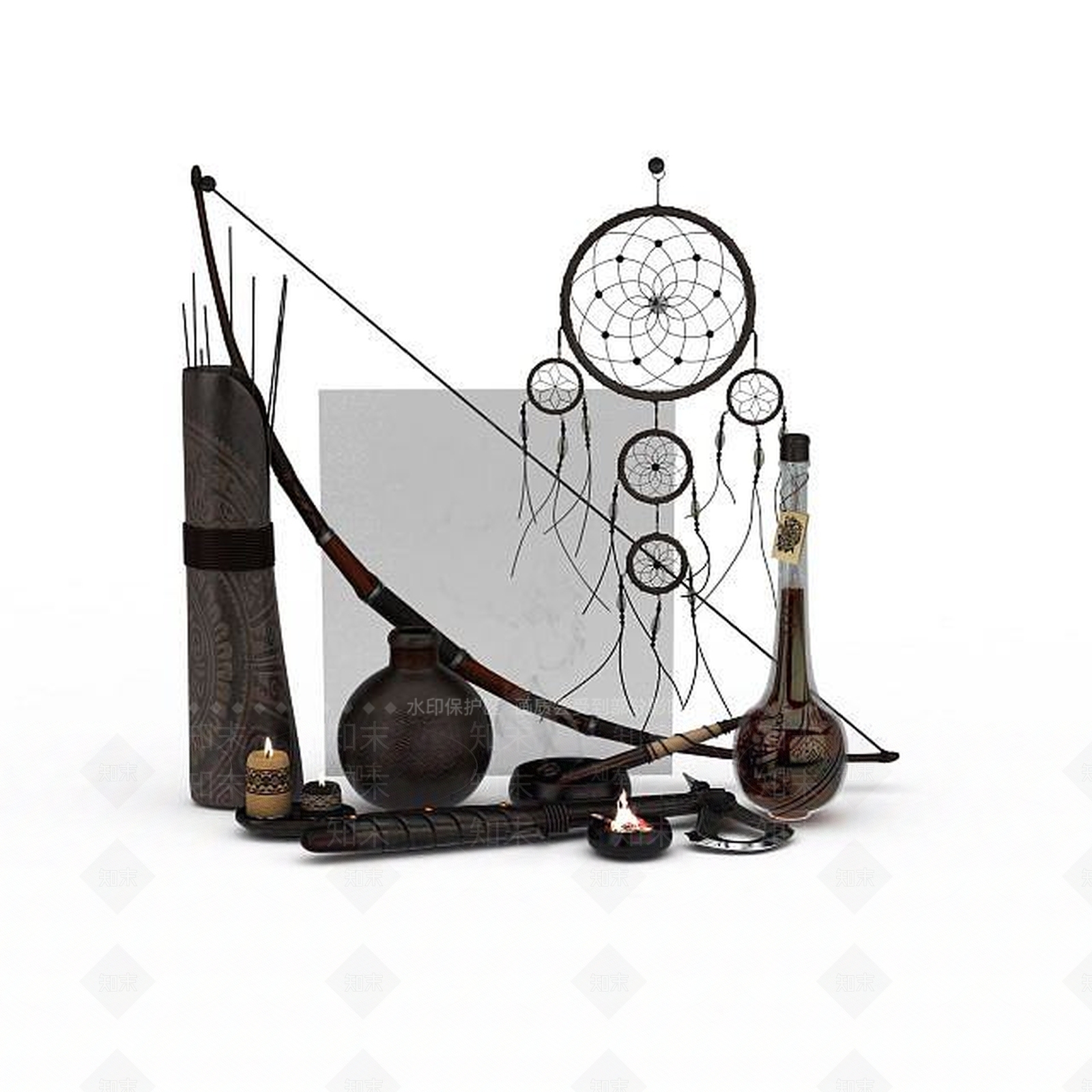 中式桌面饰品3D模型下载【ID:1199140538】