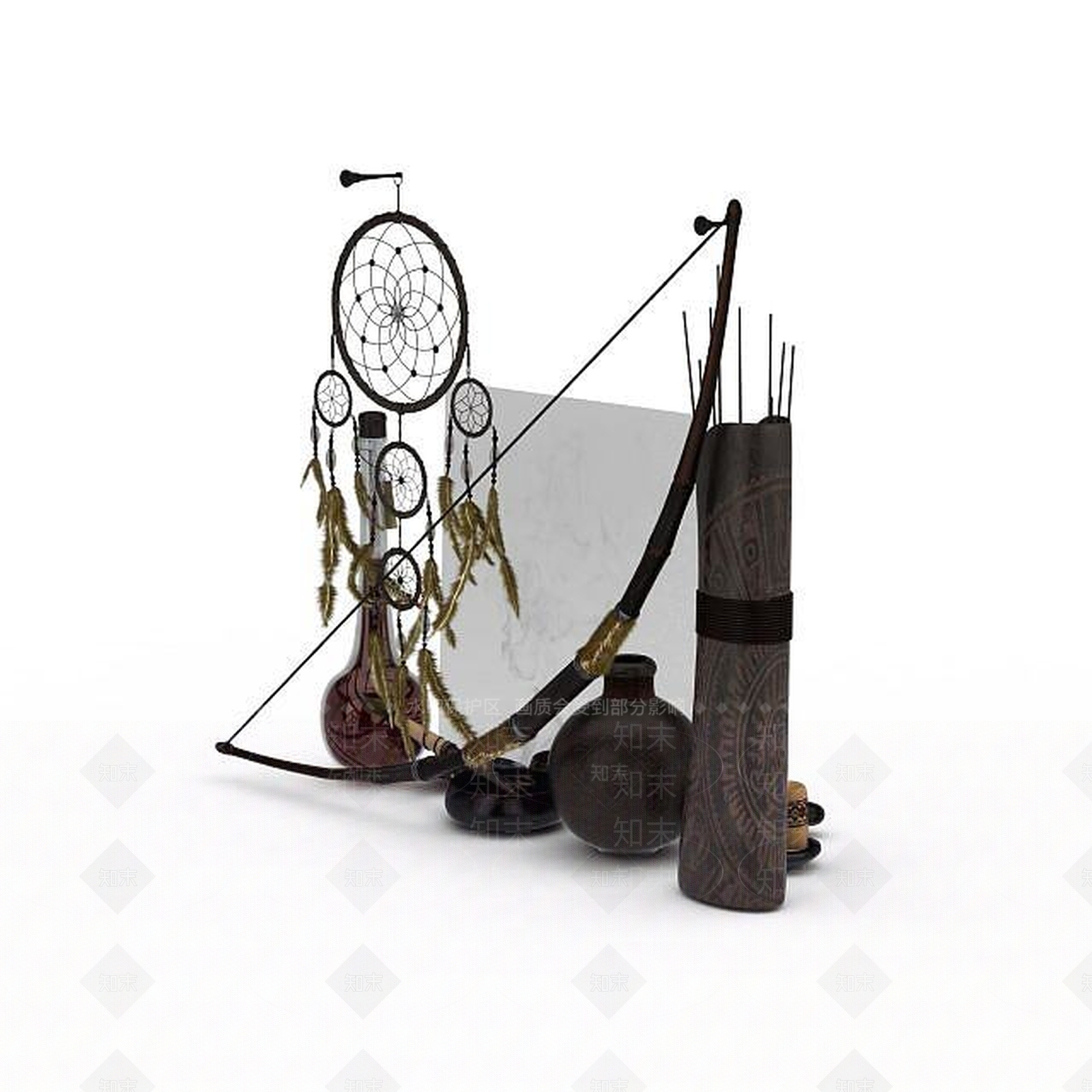 中式桌面饰品3D模型下载【ID:1199140538】