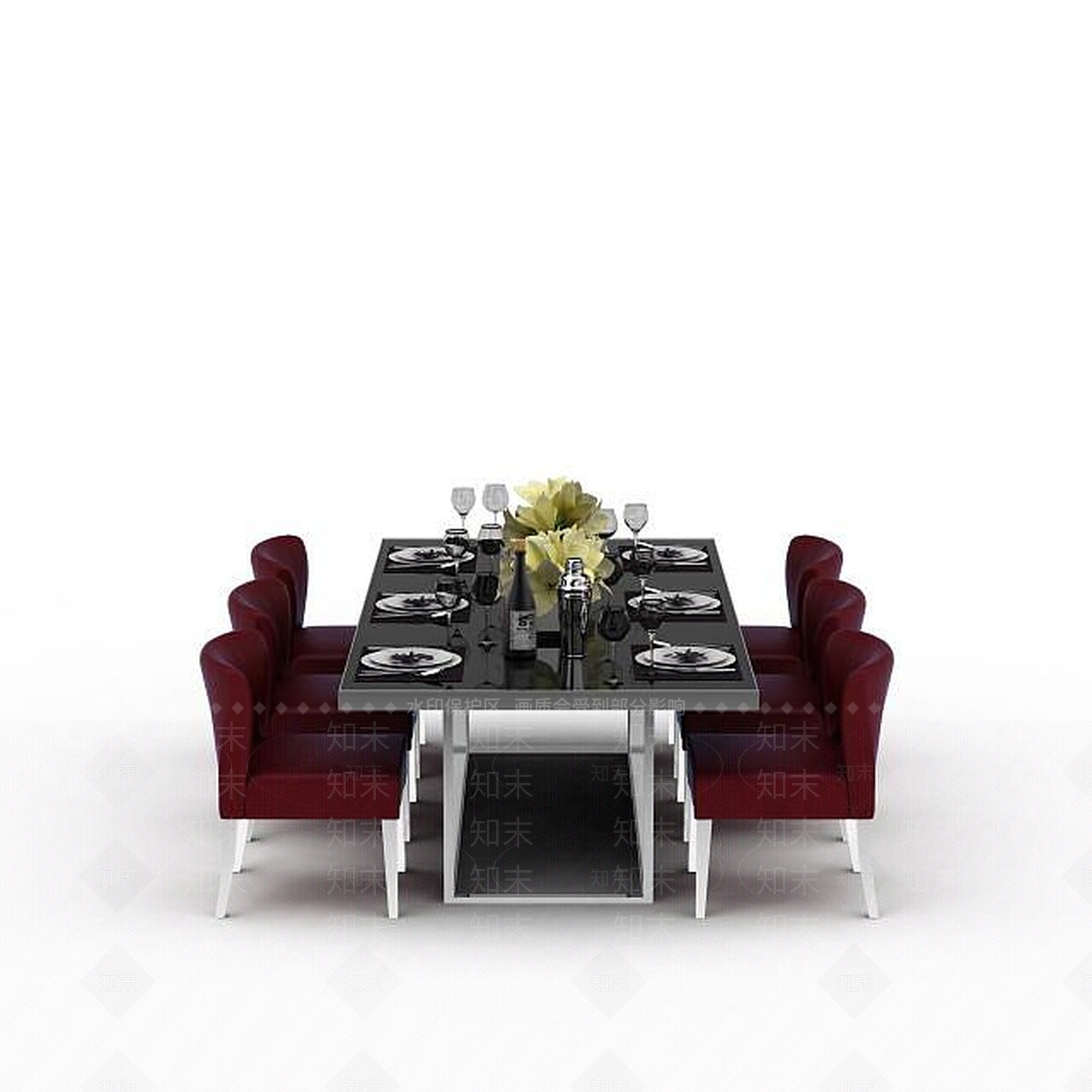 现代餐厅桌椅3D模型下载【ID:1199141793】