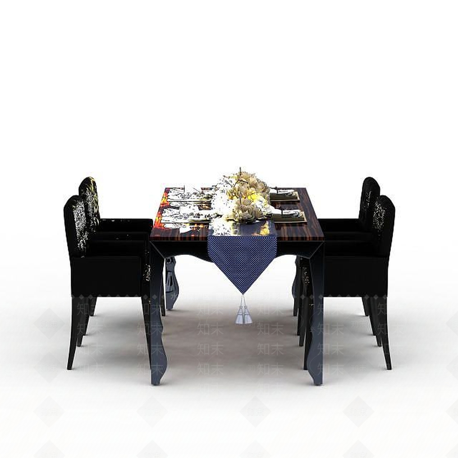 现代餐桌餐椅组合3D模型下载【ID:1199141902】