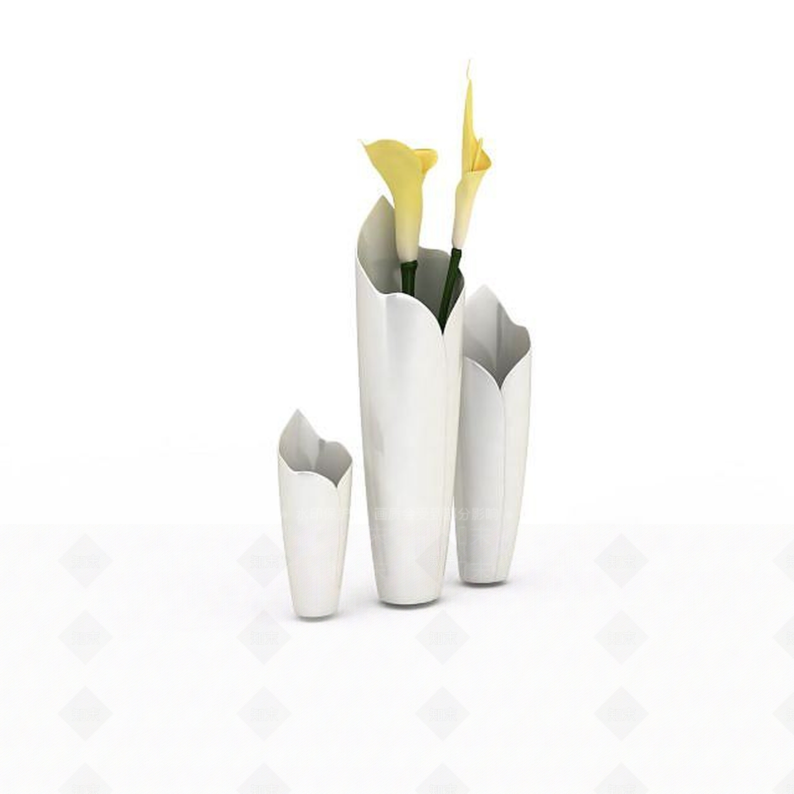 现代白色创意花瓶3D模型下载【ID:1199142030】