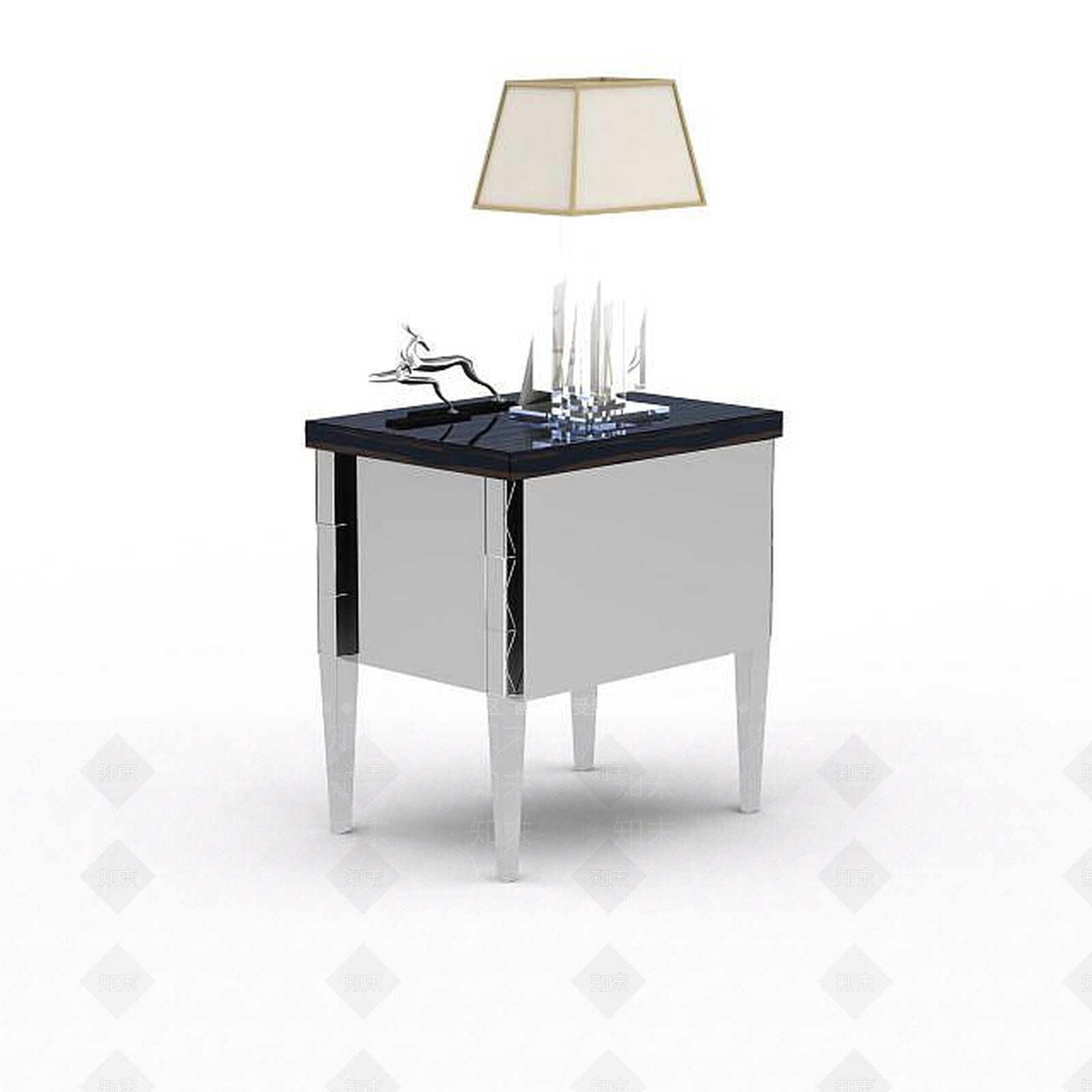 现代三层床头柜3D模型下载【ID:1199142363】