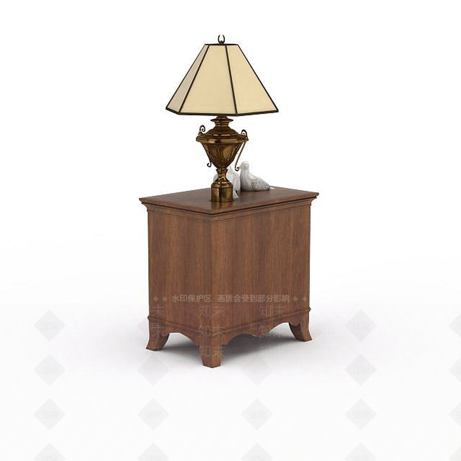 现代实木床头柜3D模型下载【ID:1199142527】