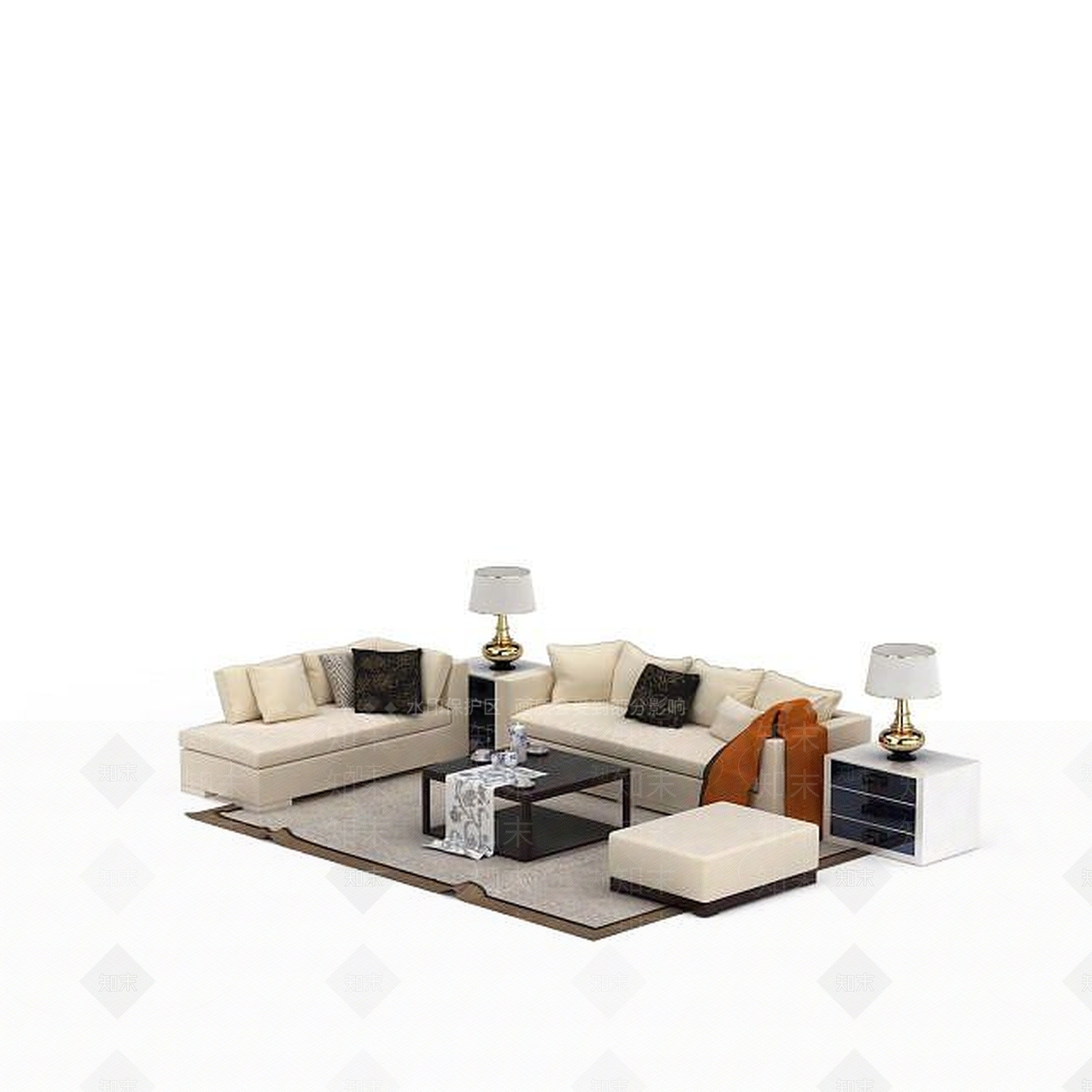 现代客厅家具3D模型下载【ID:1199146864】