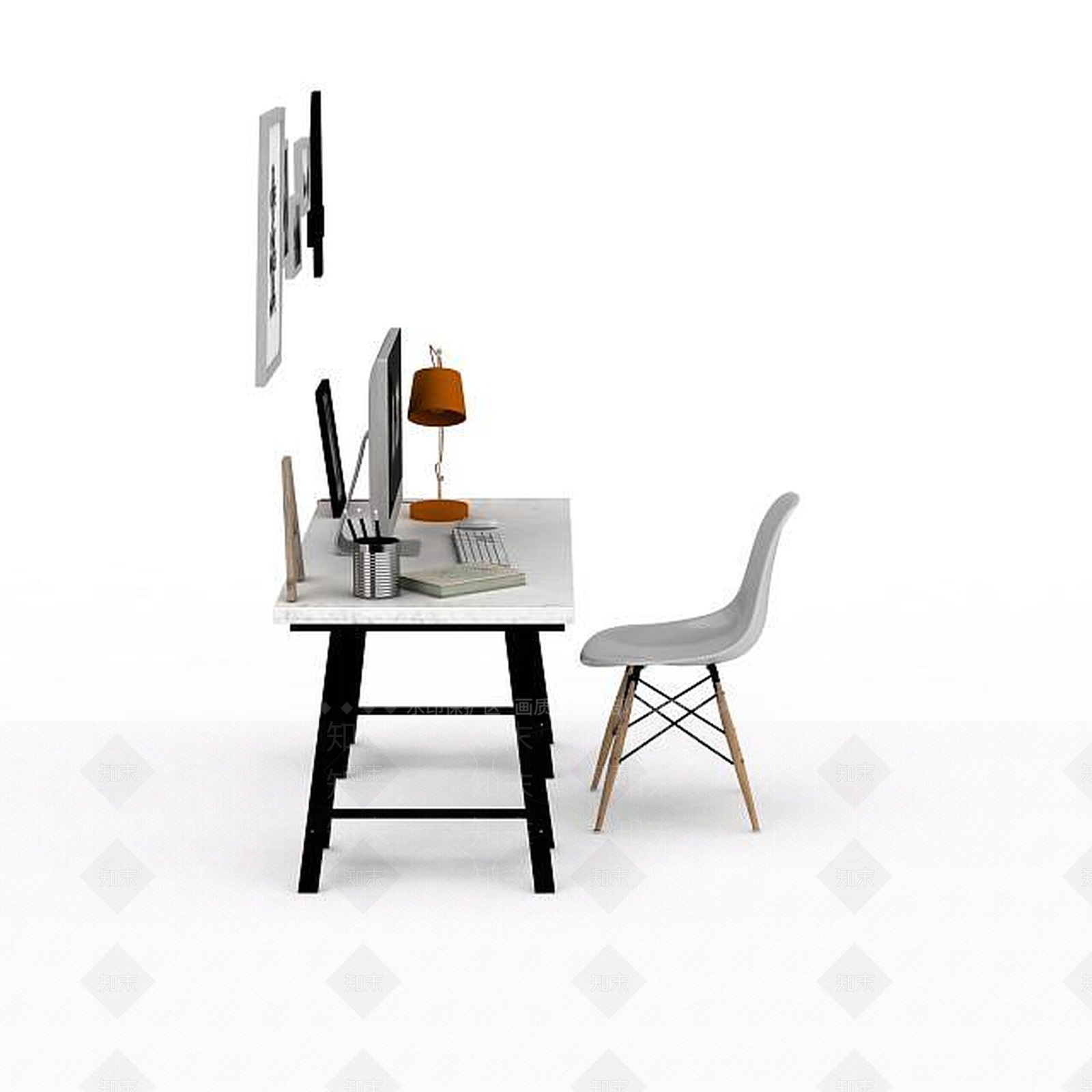 现代简约桌椅组合3D模型下载【ID:1199147935】