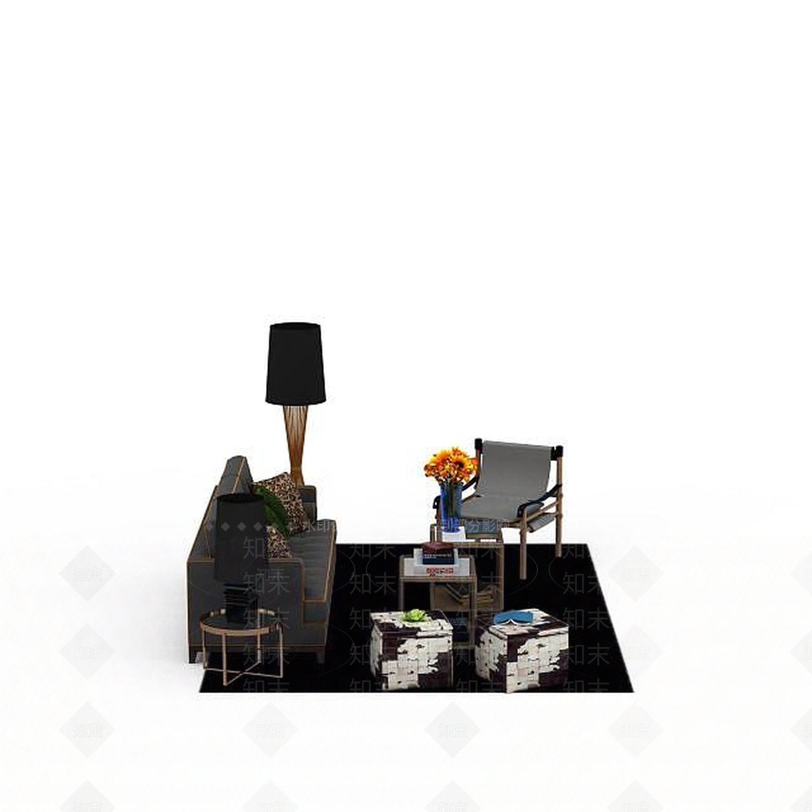 现代沙发组合3D模型下载【ID:1199150100】