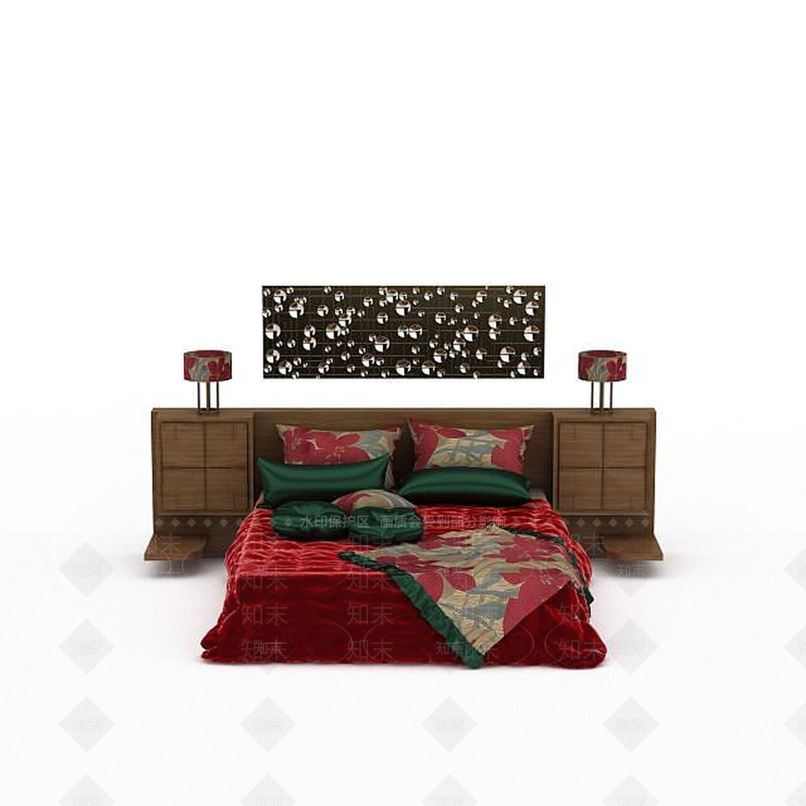现代双人床3D模型下载【ID:1199151633】