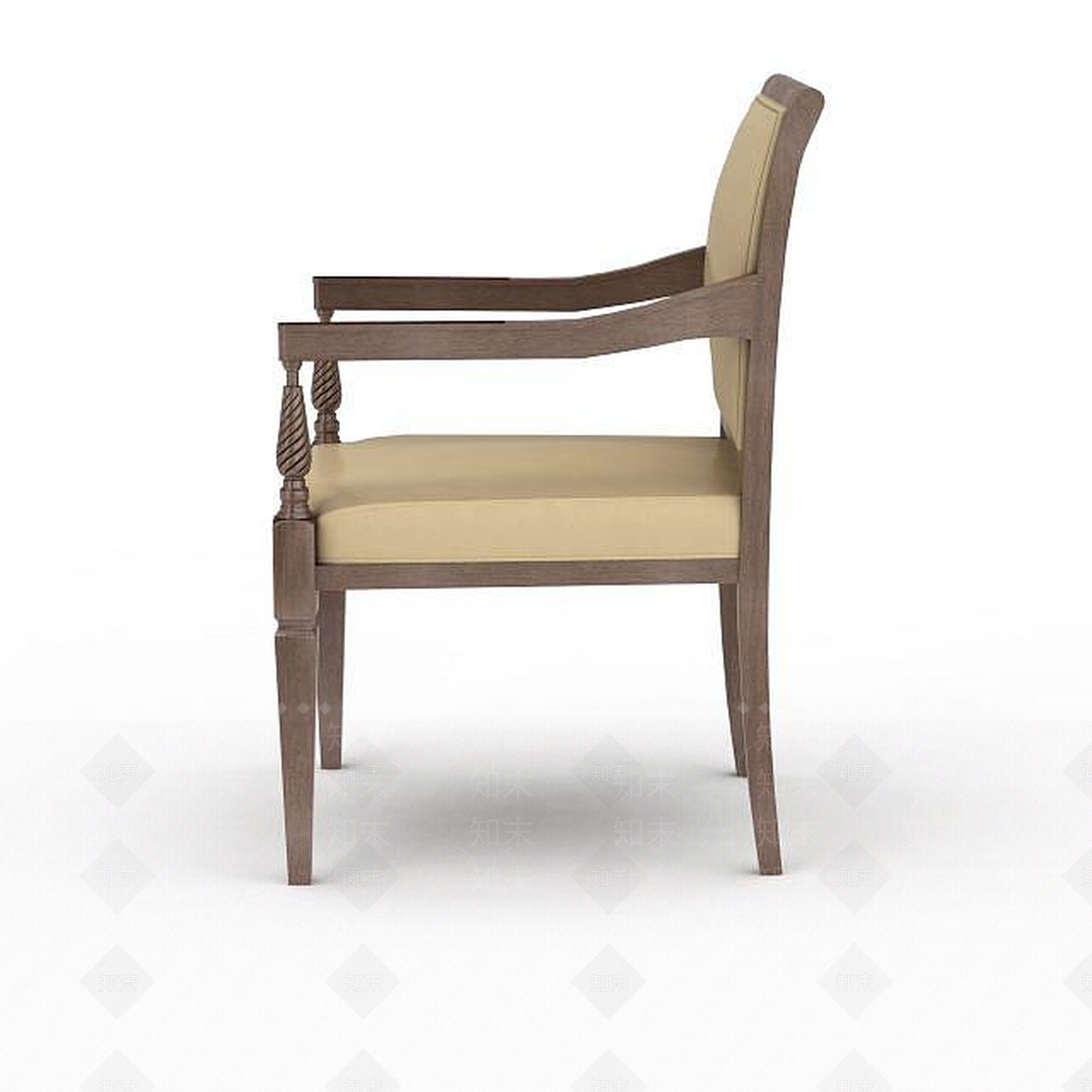 现代木质扶手椅3D模型下载【ID:1199157734】