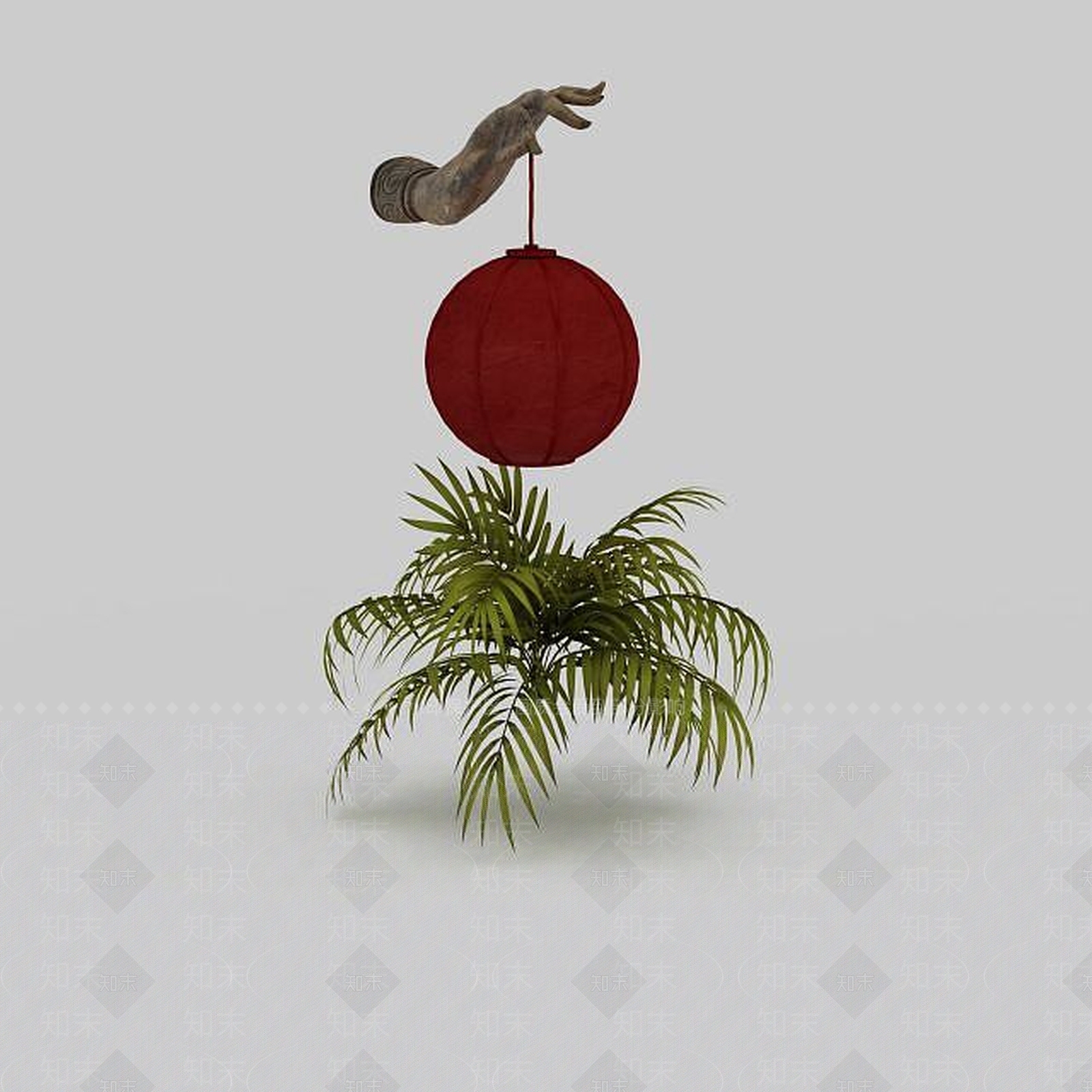 现代红色灯笼壁灯3D模型下载【ID:1199158082】