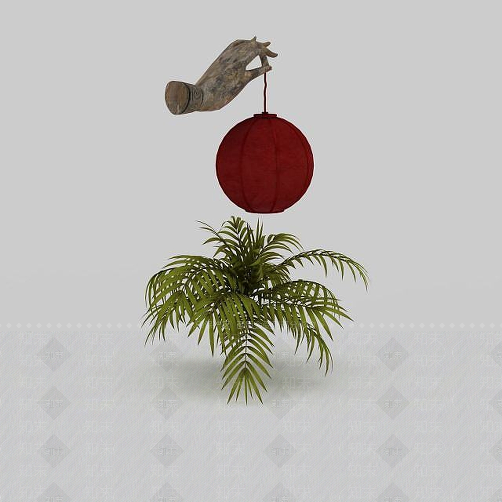 现代红色灯笼壁灯3D模型下载【ID:1199158082】